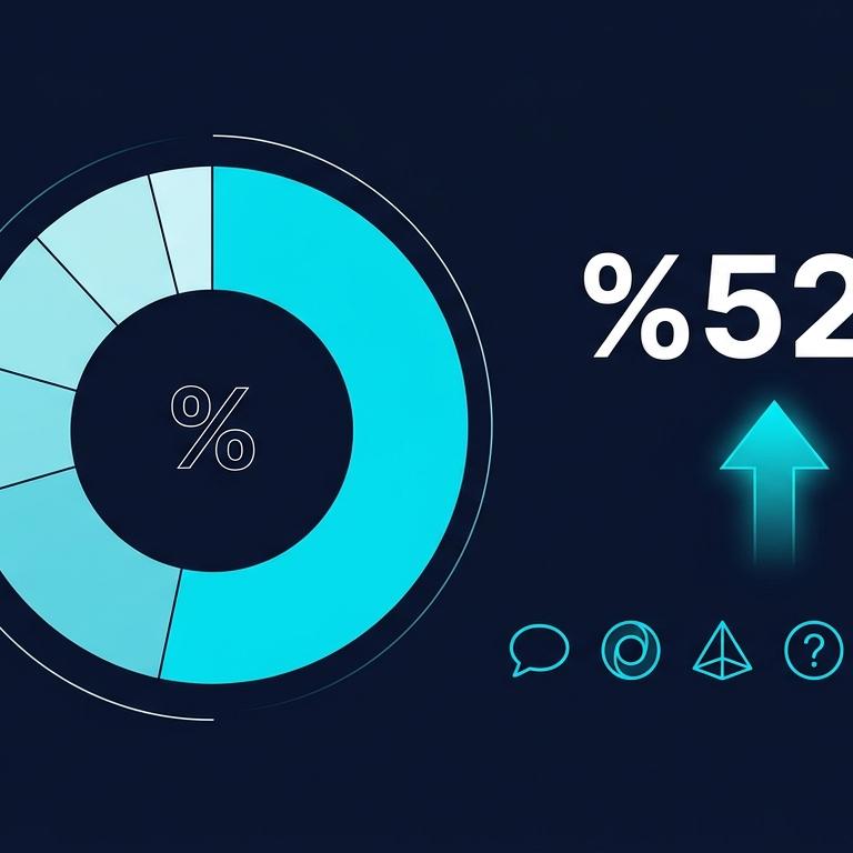 Türkiye AI referral pazar payı infografik: pasta grafik 6 dilim (ChatGPT, Claude, Gemini, Perplexity, Copilot, Diğer), büyük merkezi rakam %527 yıllık artış. Lacivert arka plan + turkuaz mavi tonlamalar.