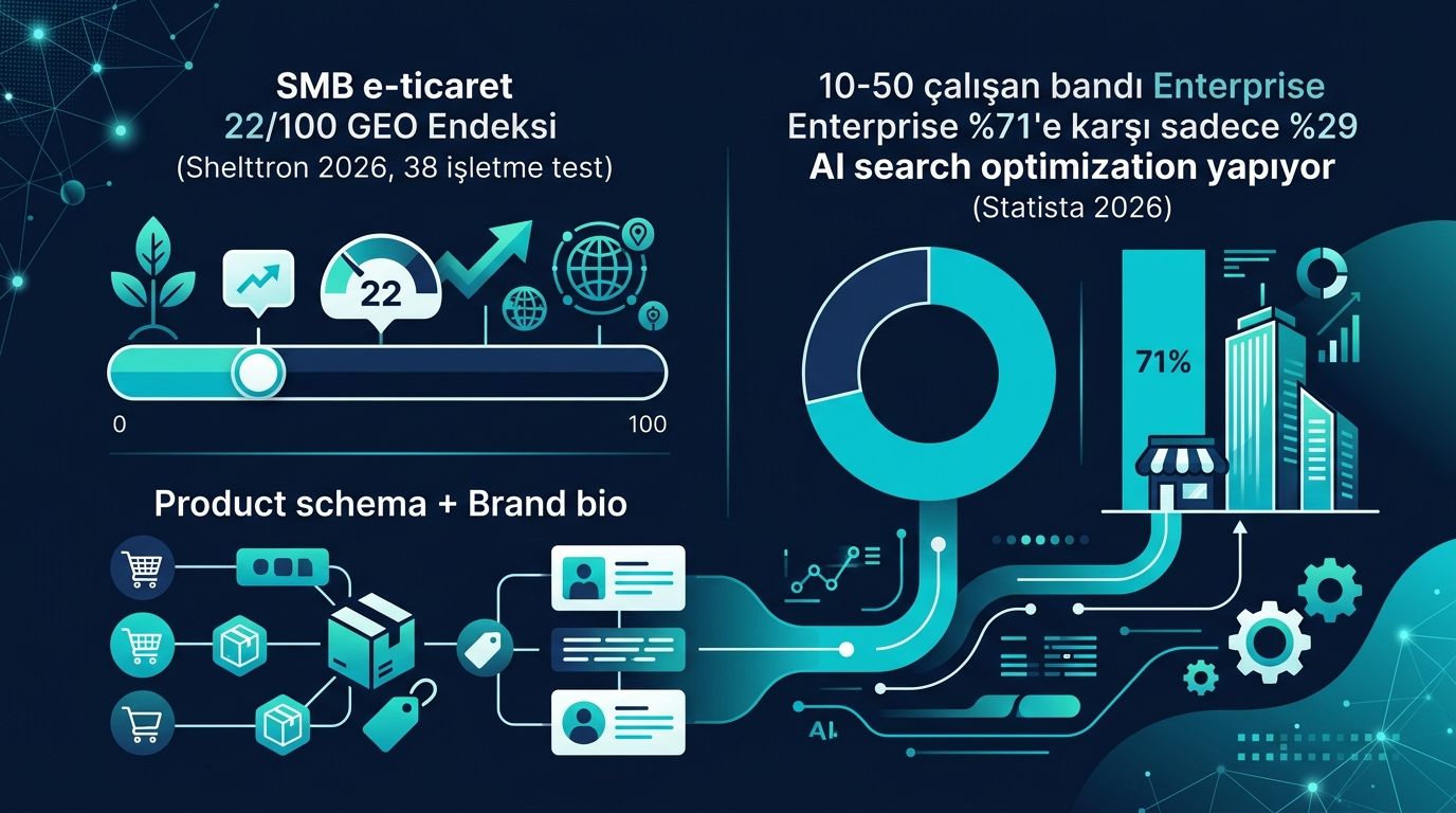 SMB E-ticaret için AI Görünürlük: 10-50 Çalışan Firma Stratejisi 2026 infografik
