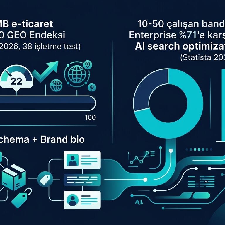 SMB E-ticaret için AI Görünürlük: 10-50 Çalışan Firma Stratejisi 2026 infografik