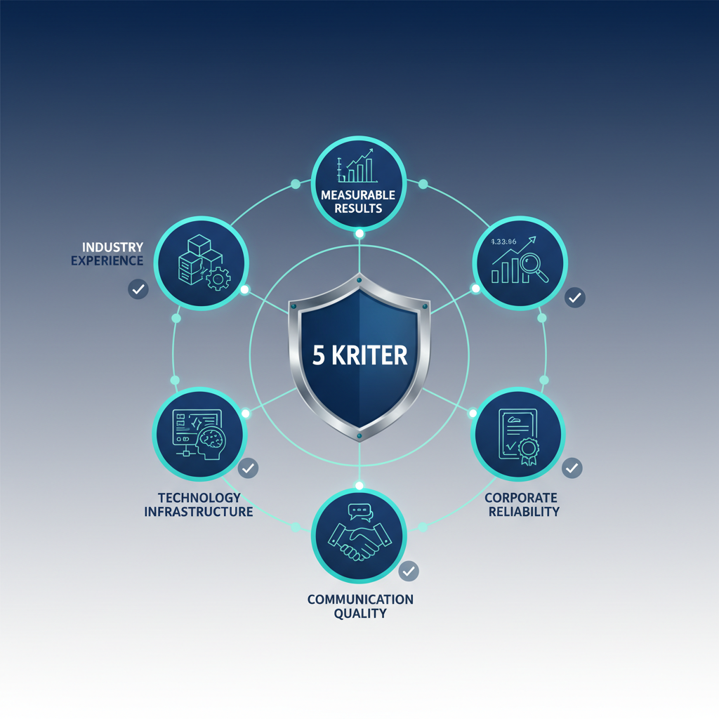 Yapay zeka firması seçim kriterleri: sektör deneyimi, ölçülebilir sonuçlar, teknoloji, güvenilirlik, iletişim