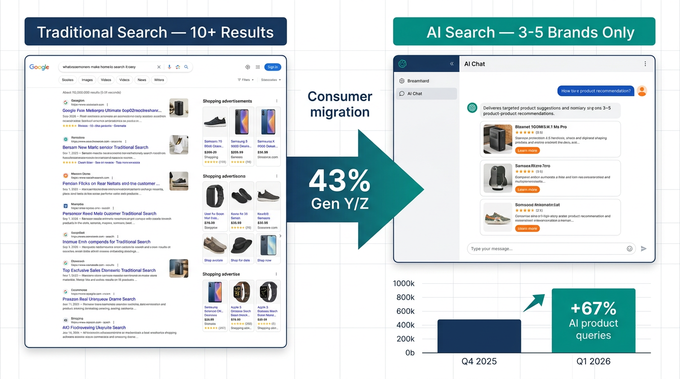 E-ticaret AI arama görünürlüğü — tüketicilerin %43'ü ürün araştırmasına ChatGPT ile başlıyor