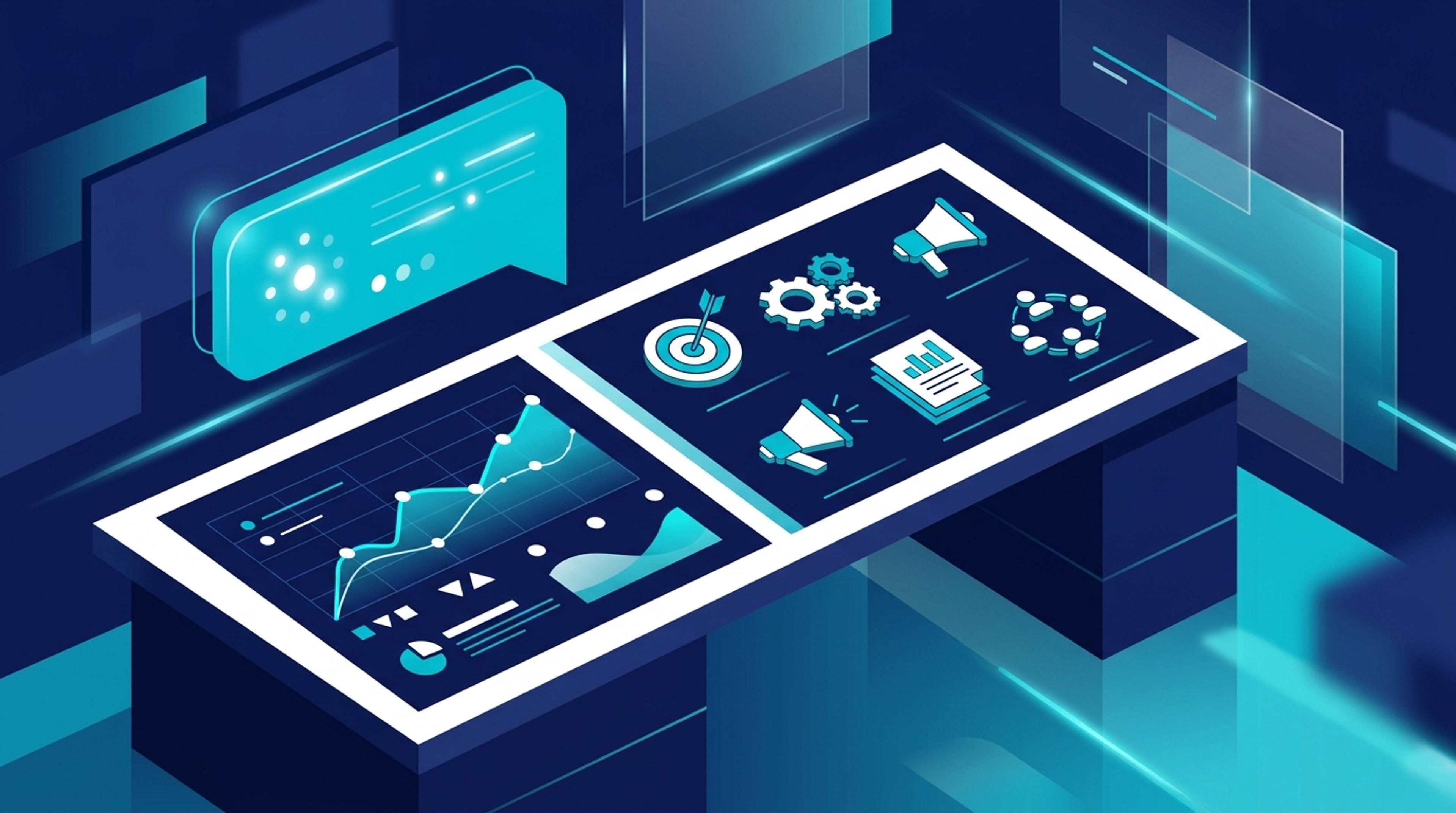 CCO Customer Success için AI Search Stratejisi: - CCO yönetici masası soyut görseli