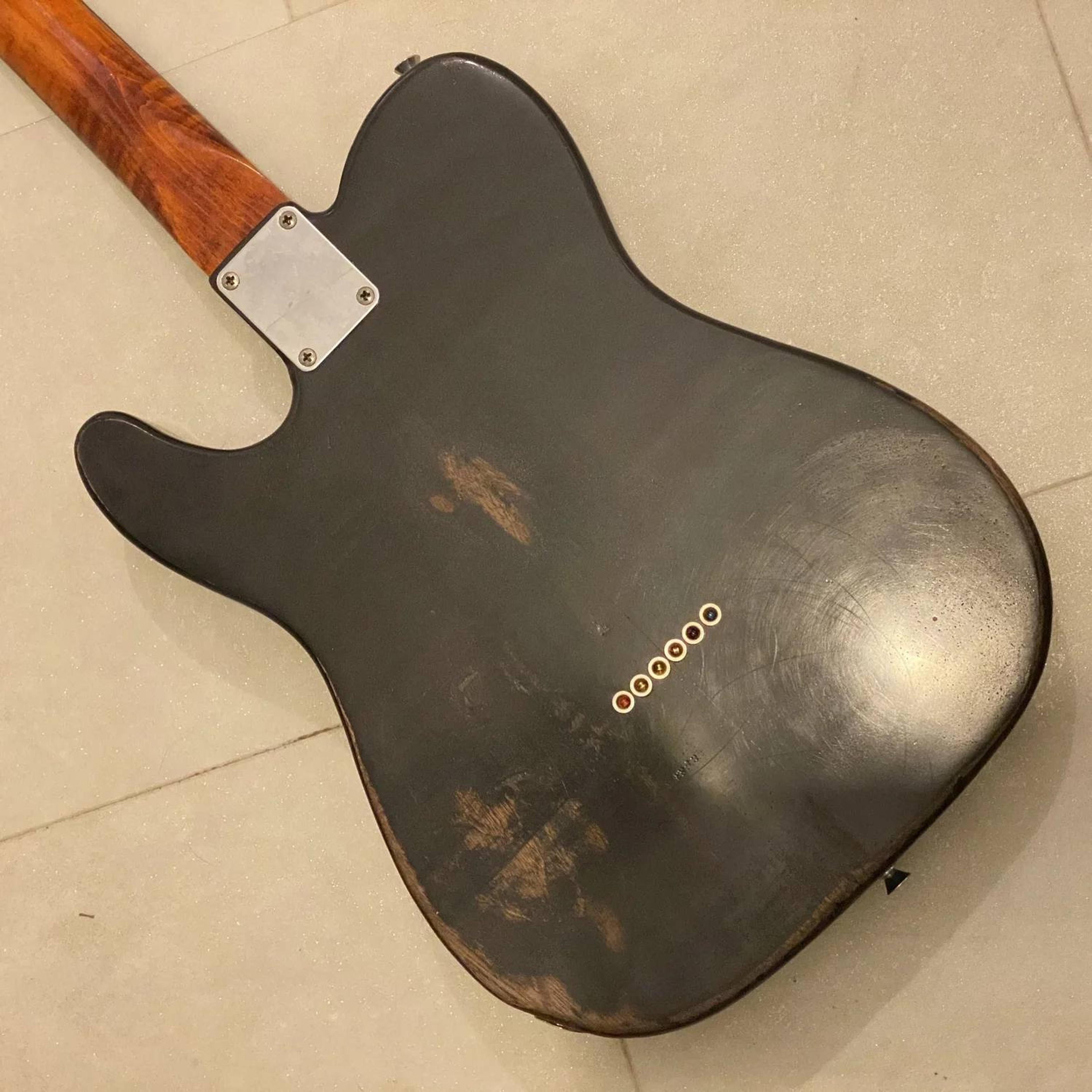 The Crow - Black on black relic telecaster - rear view full