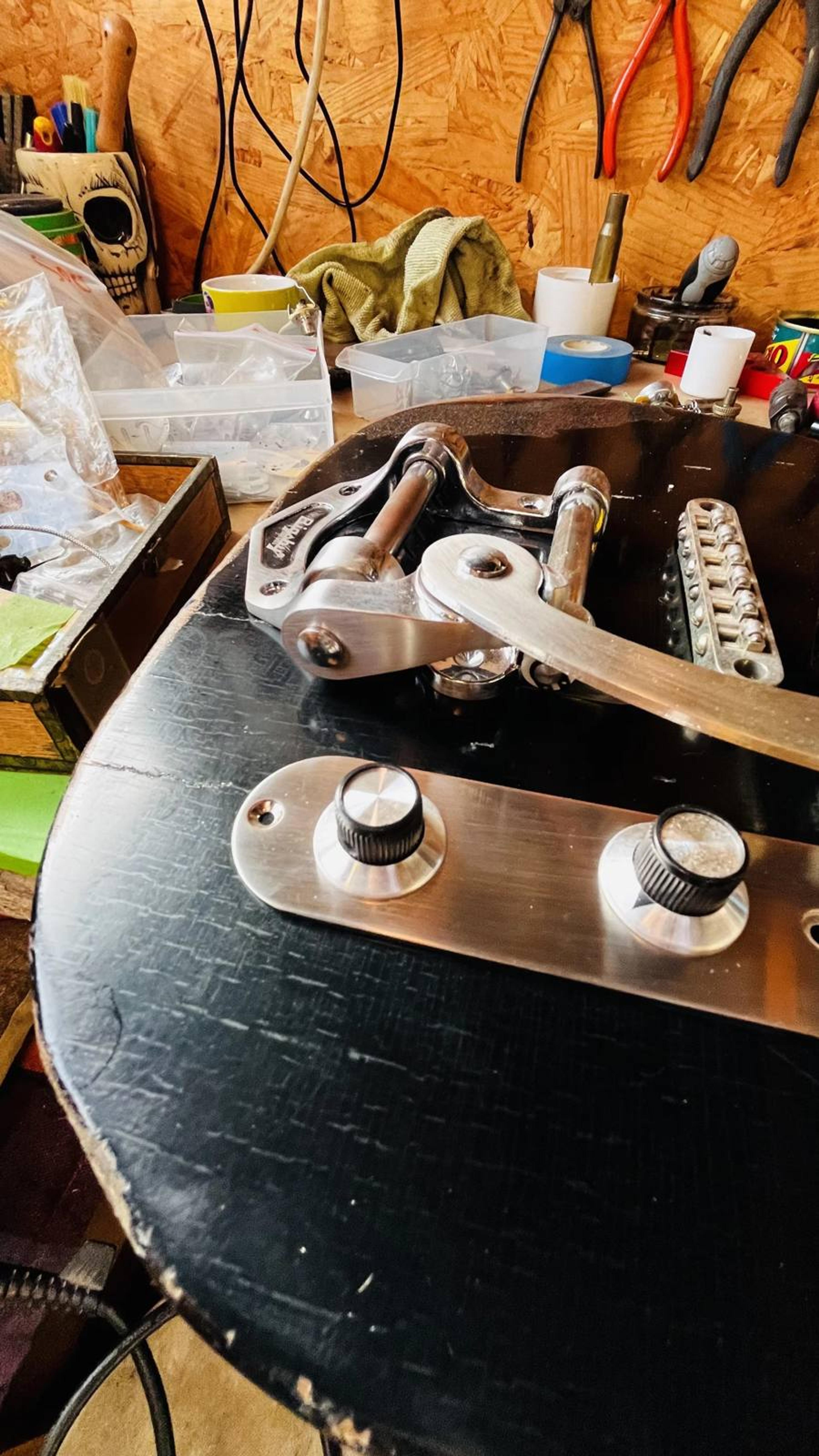 The Crow no2 - Black on black relic telecaster - build shot 2