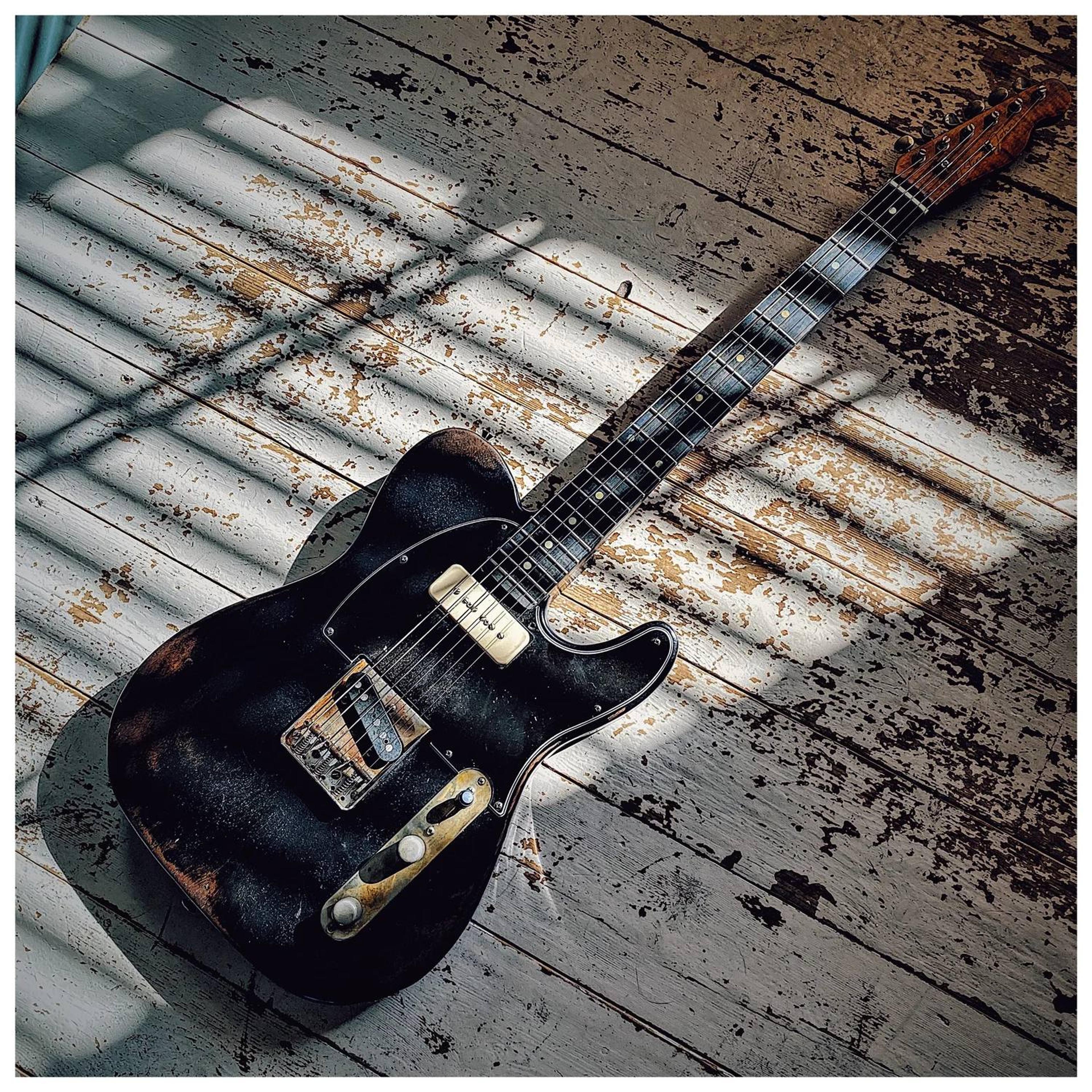 The Crow - Black on black relic telecaster - front view in full