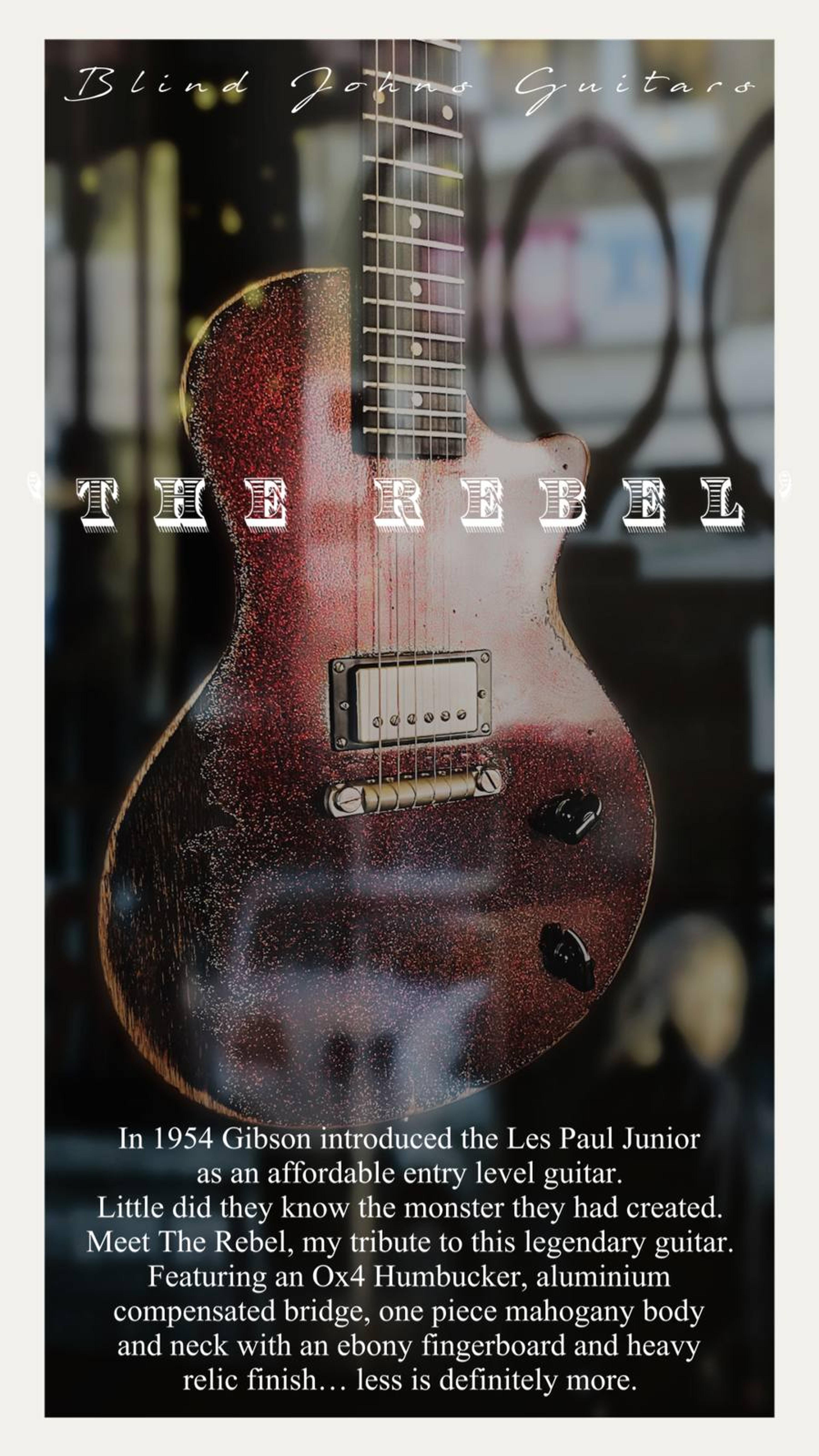 The Rebel Custom - LP Jnr style single pickup set neck custom guitar in Red Sparkle over black metallic - Bareknuckle Mule Humbucker - Faber Bridge - heavy checked hand relic'd nitrocellulose paint - Ad1