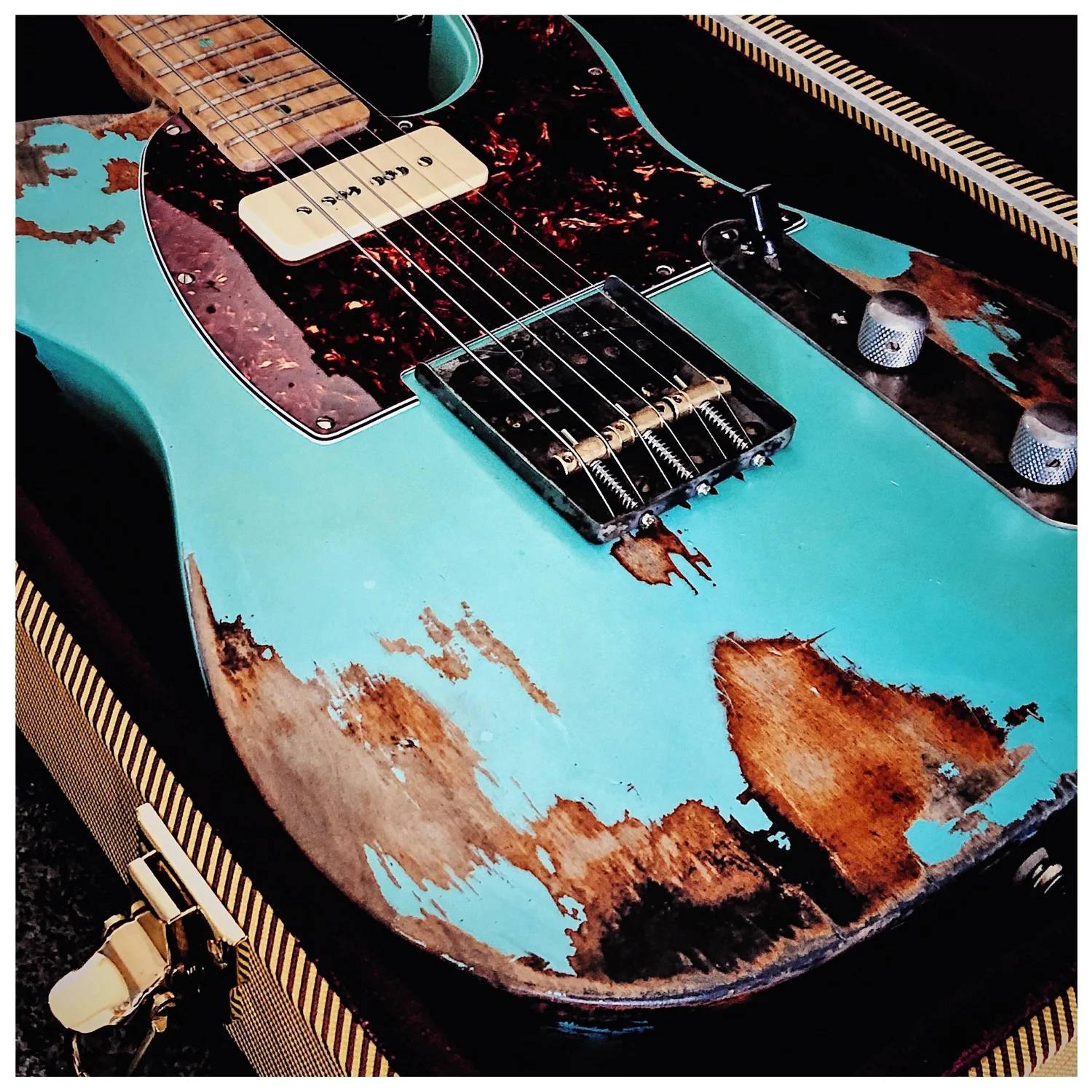 The Burma Shave - Relic sonic blue over sunburst - close up body