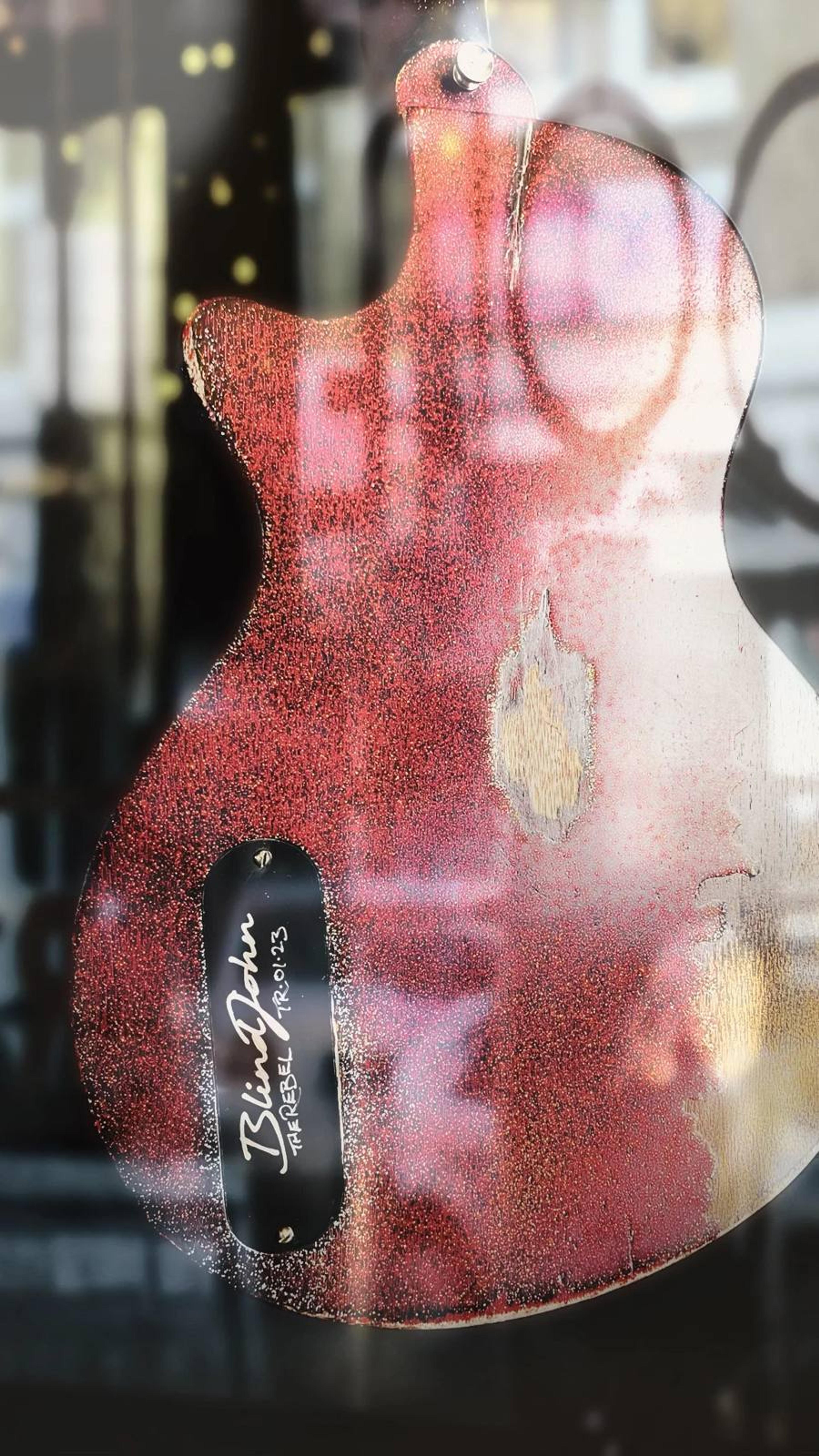 The Rebel Custom - LP Jnr style single pickup set neck custom guitar in Red Sparkle over black metallic - Bareknuckle Mule Humbucker - Faber Bridge - heavy checked hand relic'd nitrocellulose paint