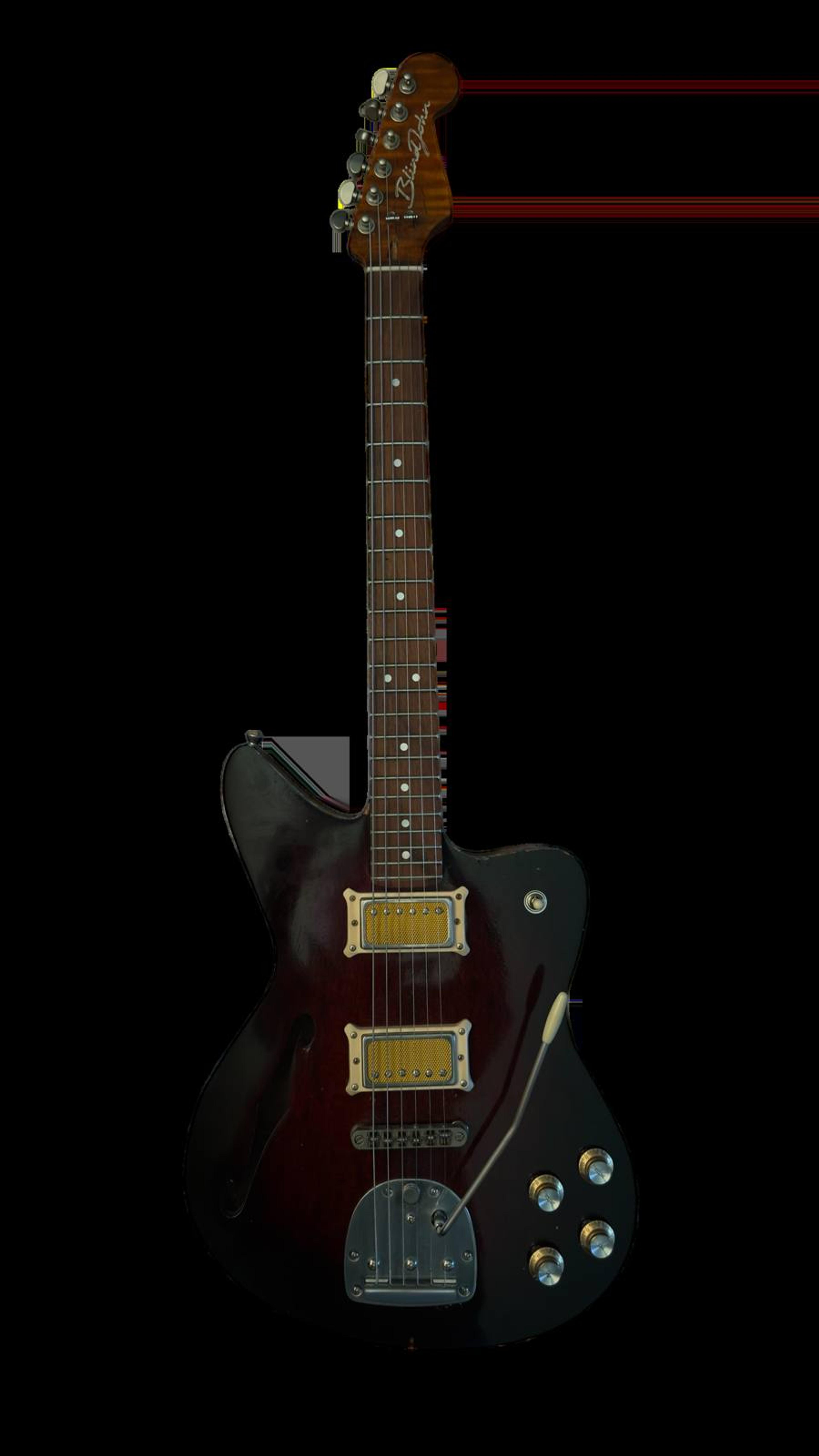 The DeVille - No 100 - semi-hollow Offset custom guitar - 1 of 5 - Redburst Flame maple, roasted flame maple neck, satin grovers, jag style trem, Thomas Nilsen 'Big Goldie' pickups - The bastard offspring of a Jazzmaster and a 335 - full body cutout