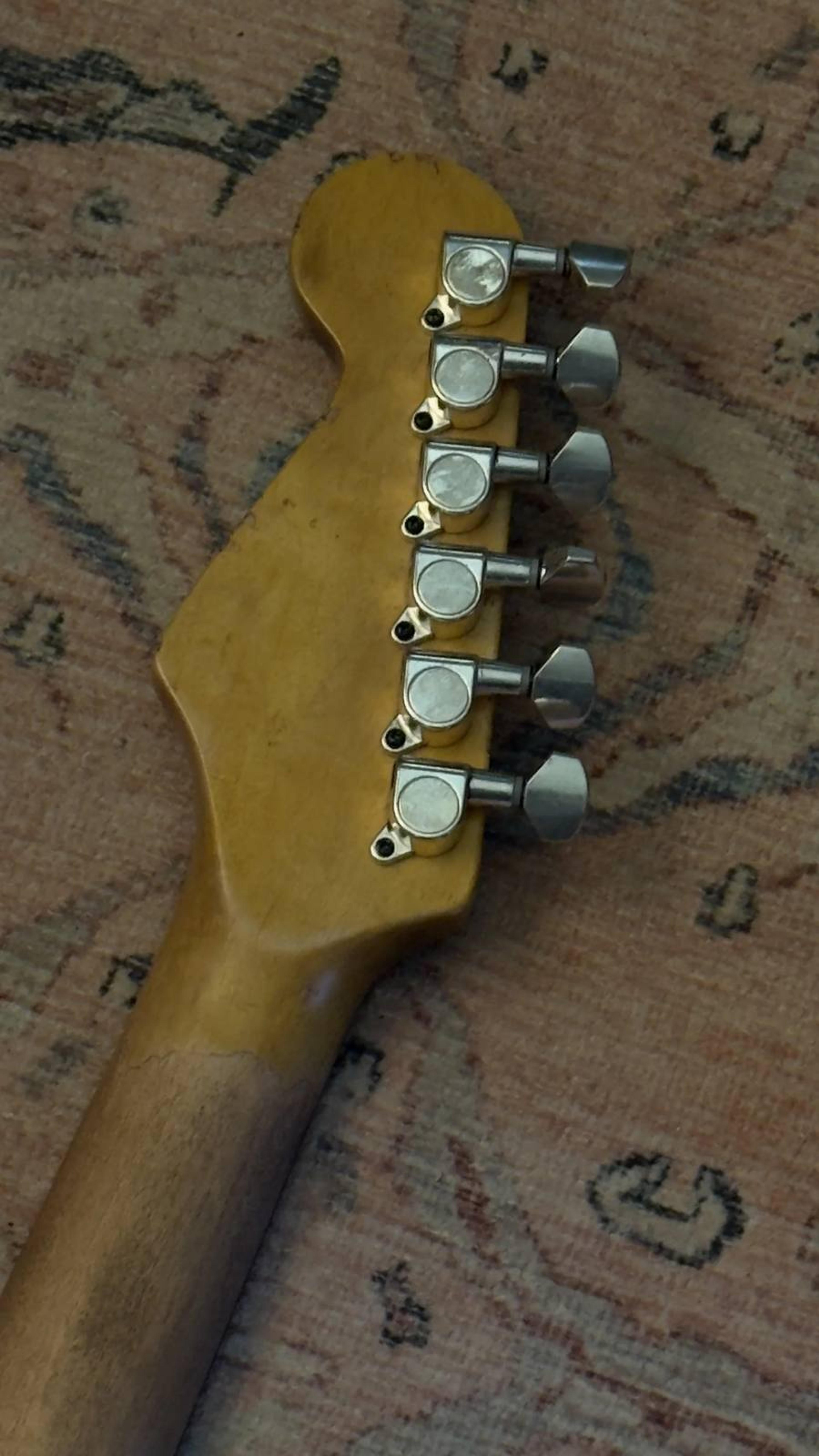The Lost Model Thickline - Hollow body, flame maple cap, sycamore back, maple neck, rosewood board, Thomas Nilsen HB sized P90 neck, BKP Old Guard bridge, relic tobaccoburst paint, Double bound guitar from Blind Johns Guitars - headstock 1