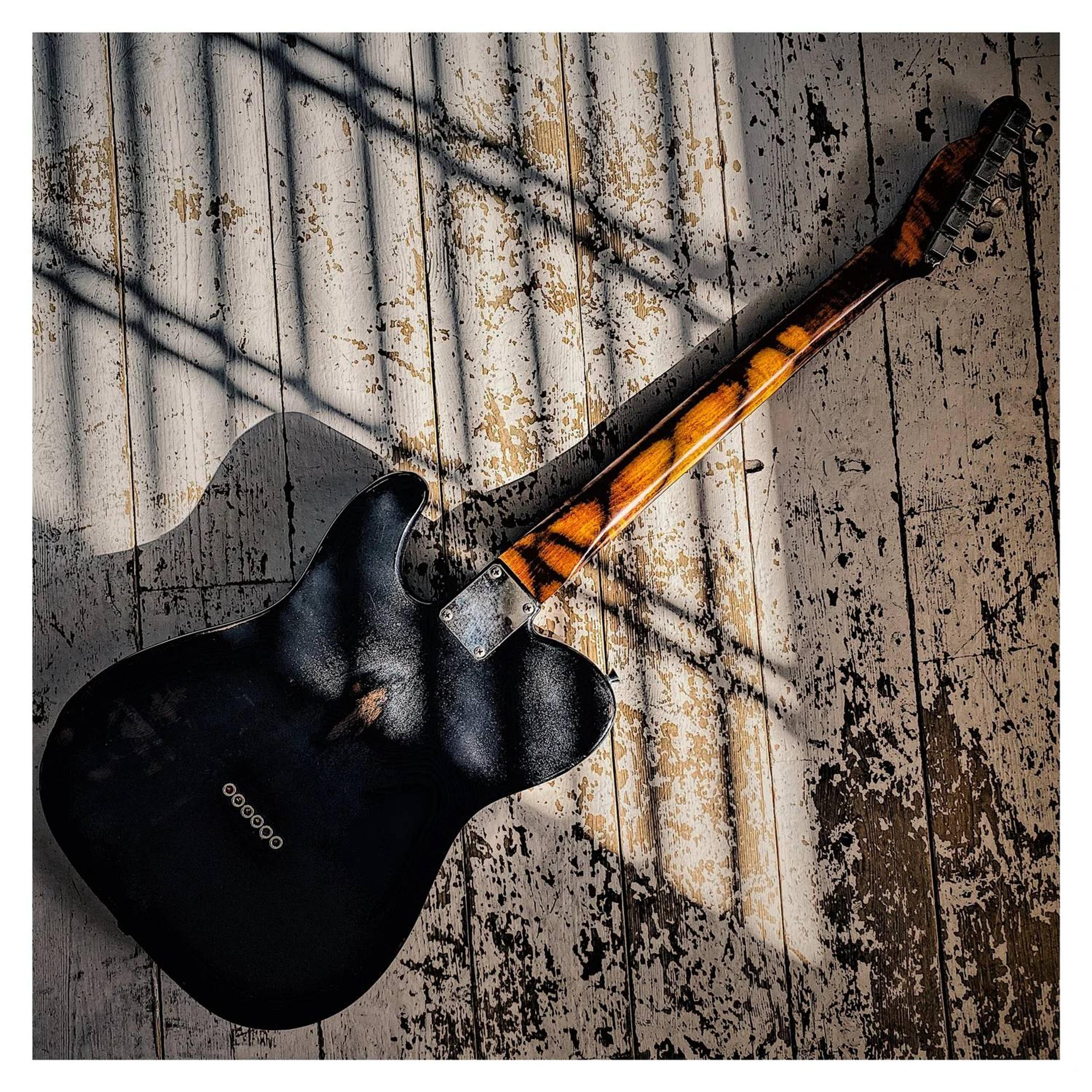 The Crow - Black on black relic telecaster - Rear view full