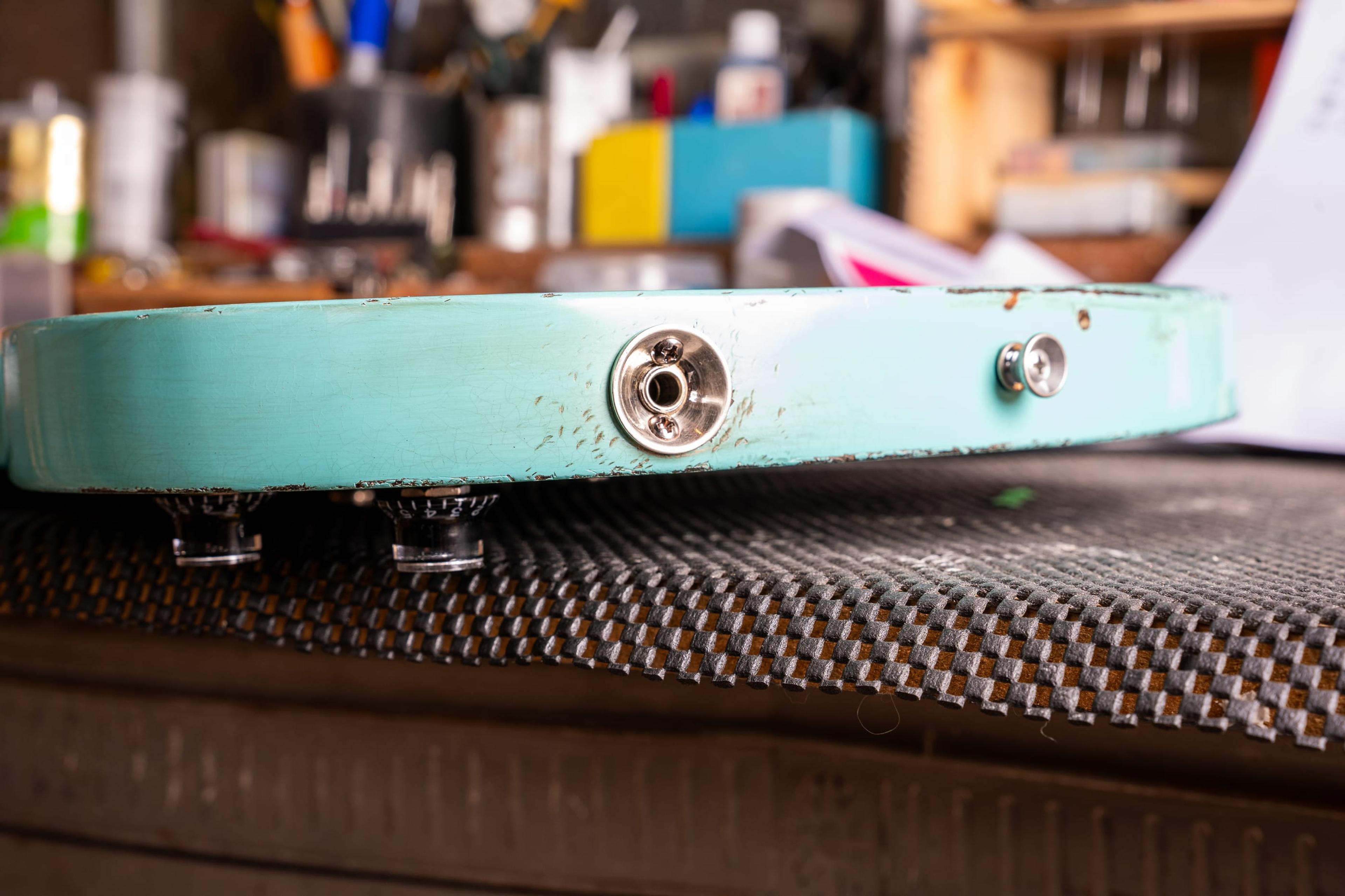 The Runaway's jack plate and strap button