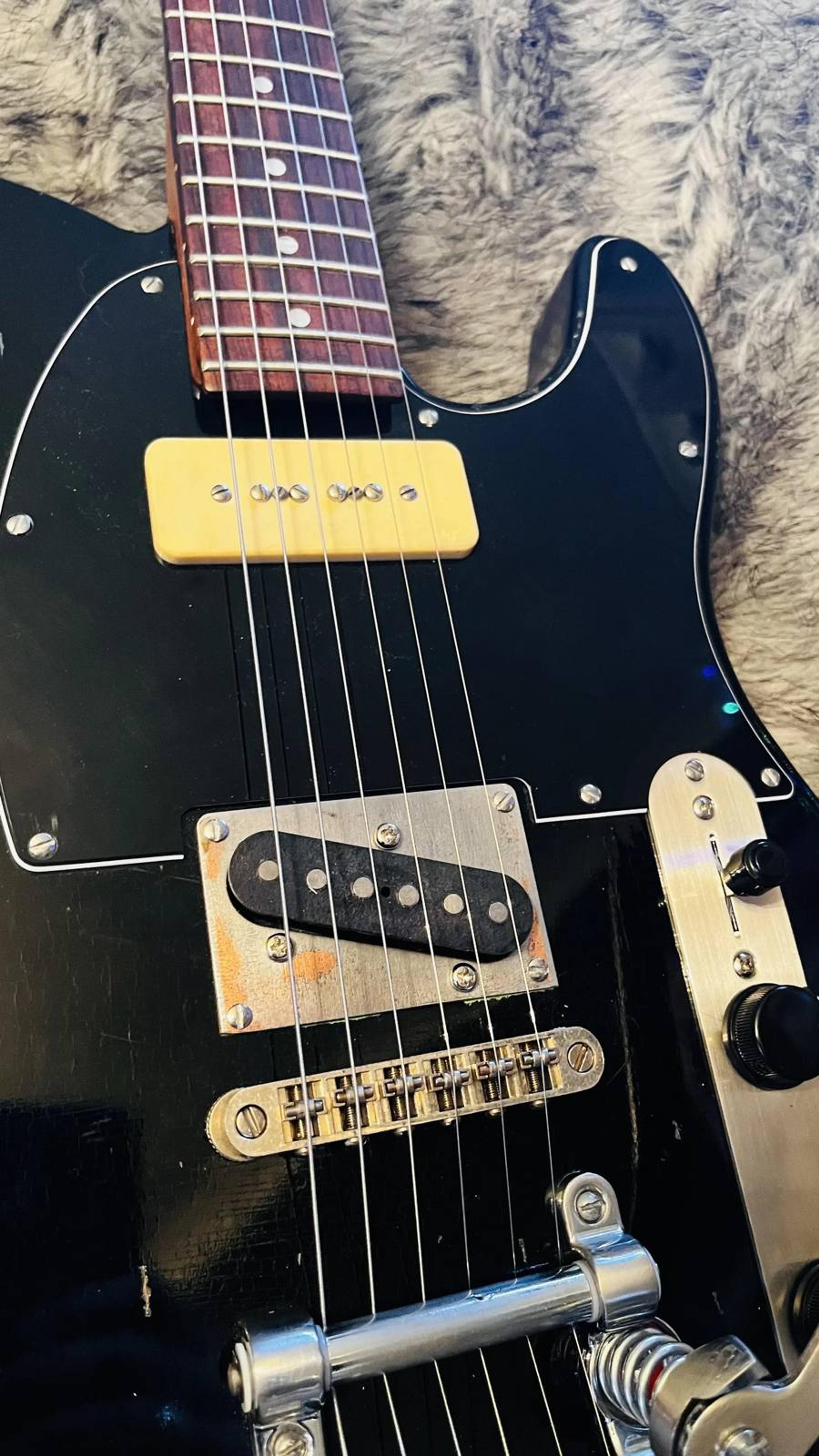 The Crow no2 - Black on black relic telecaster - close up 2