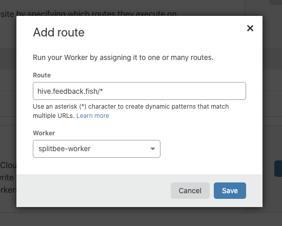 Add the Cloudflare worker route correctly