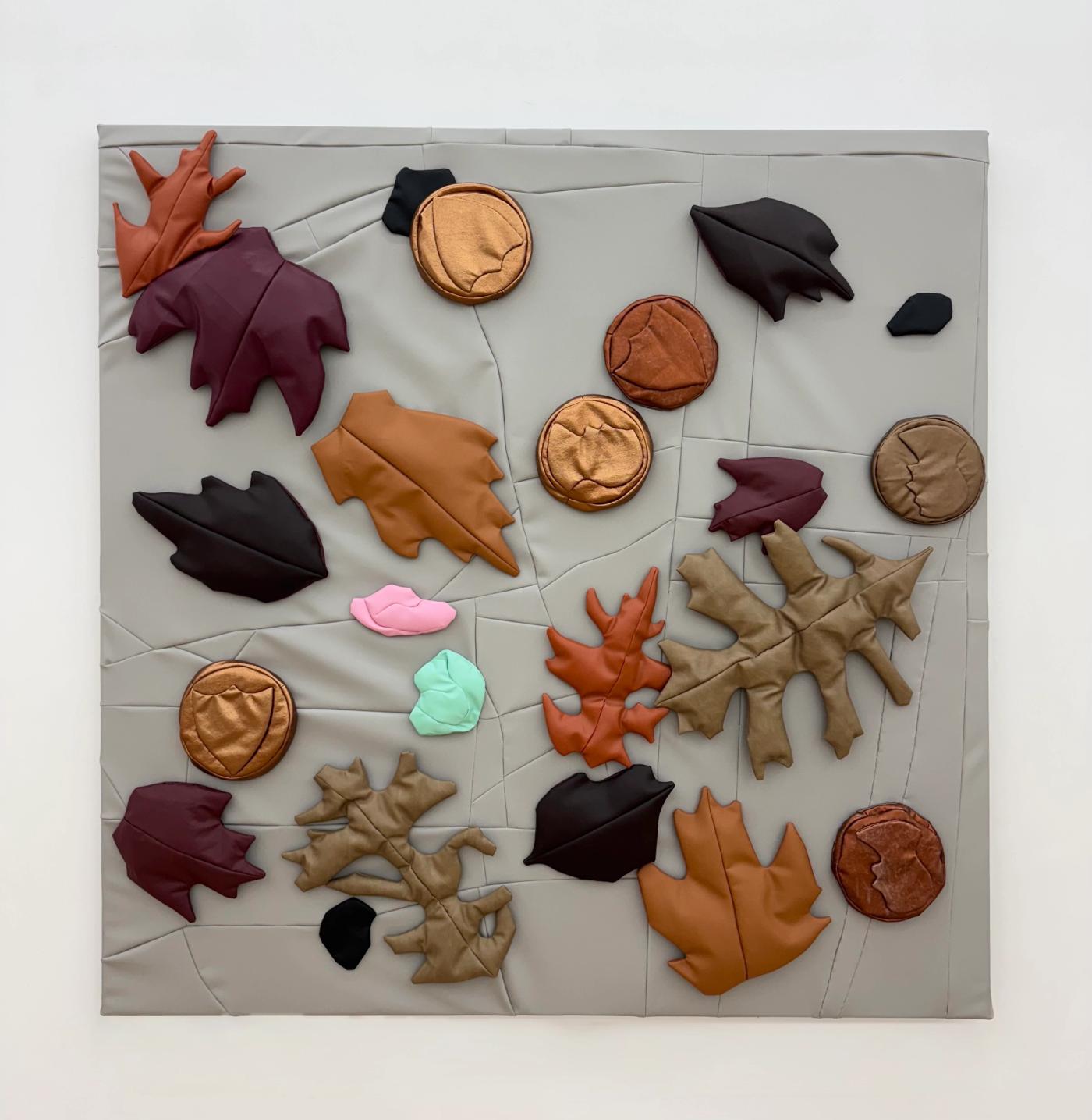 Image of Leaves Gum and Coins on Pavement, 2024: Vinyl on vinyl