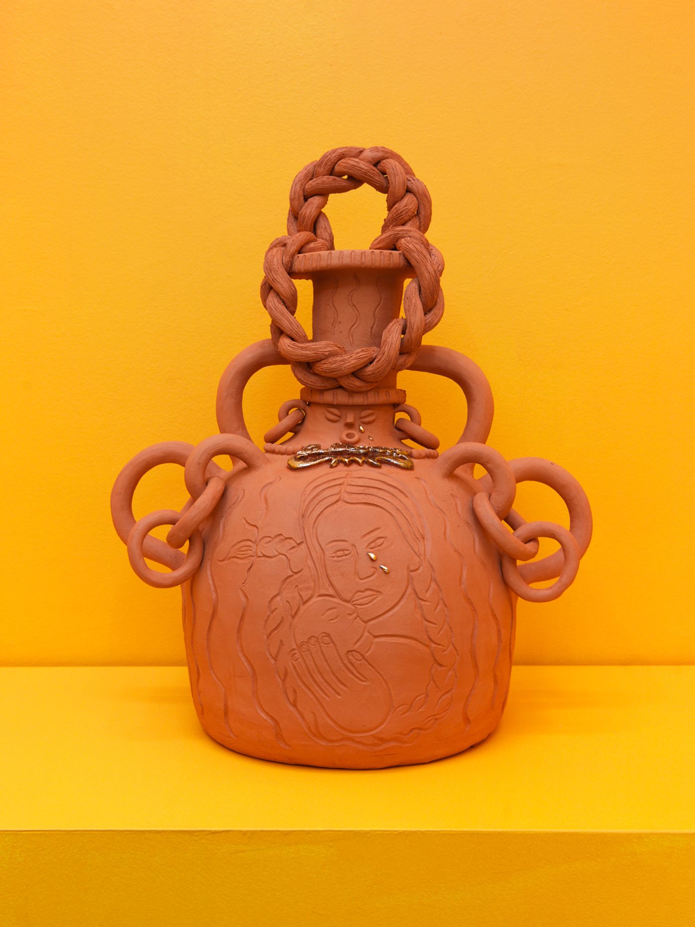Image of Llorana Llorana, 2022: Terracotta red clay and gold lustre