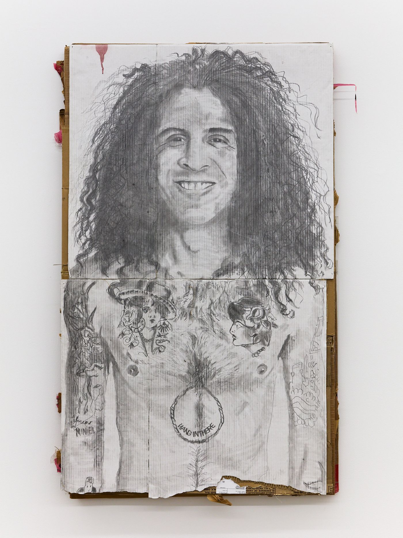 Image of Armando, 2021: Graphite and charcoal on found cardboard
