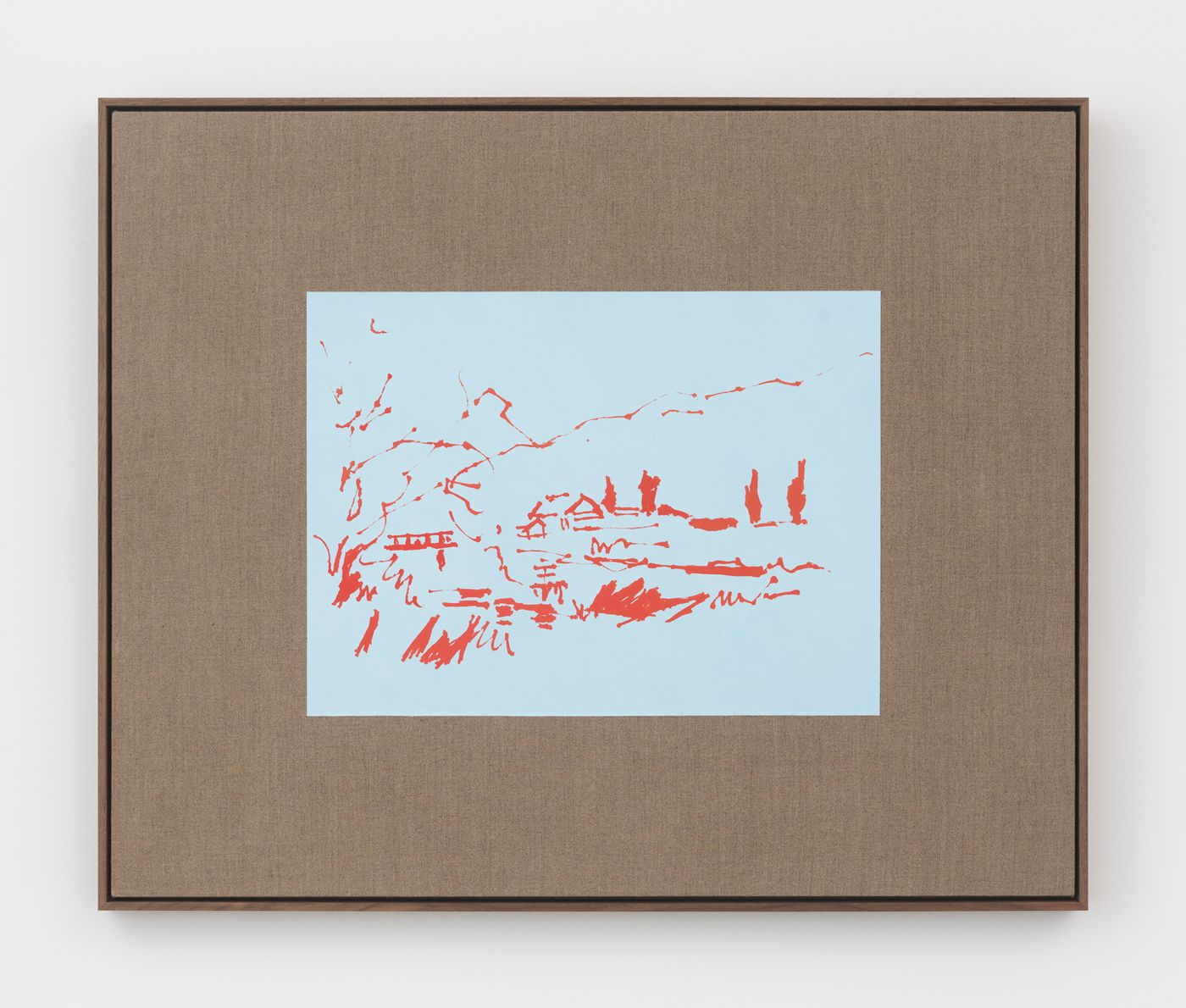 Image of A Bridge Crossing Tōjō River in Permanent Marker, 2023: Oil on linen with painted wood frame