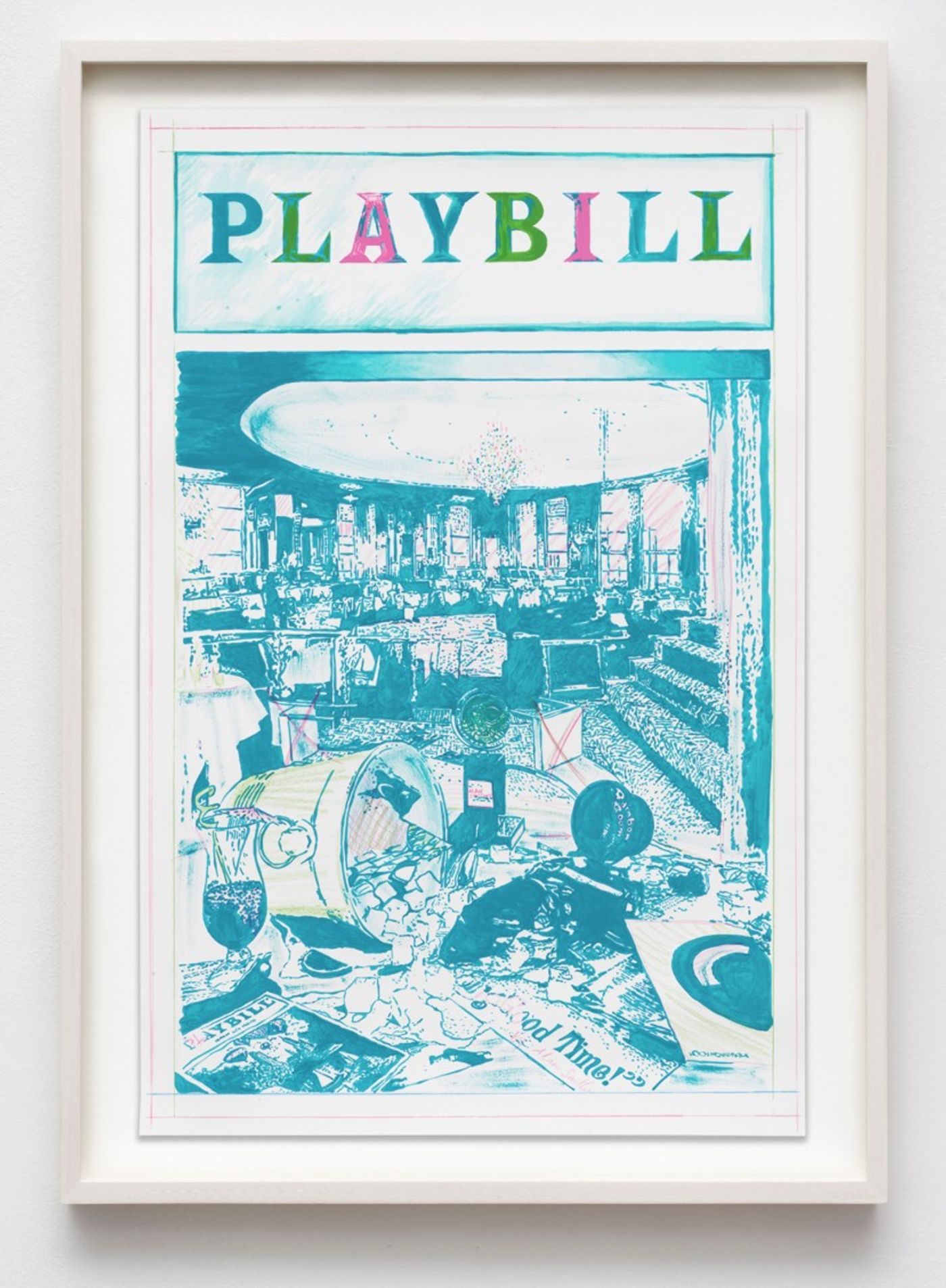 Image of Working Poster, Blue, 2025: Gouache, ink, and colored pencil