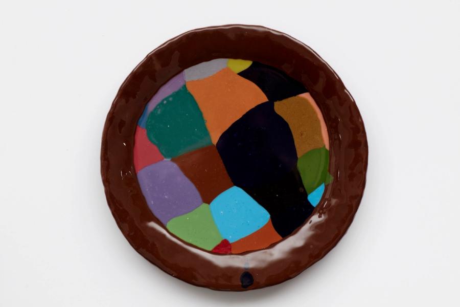 Crazy Quilt Plate - Brown
