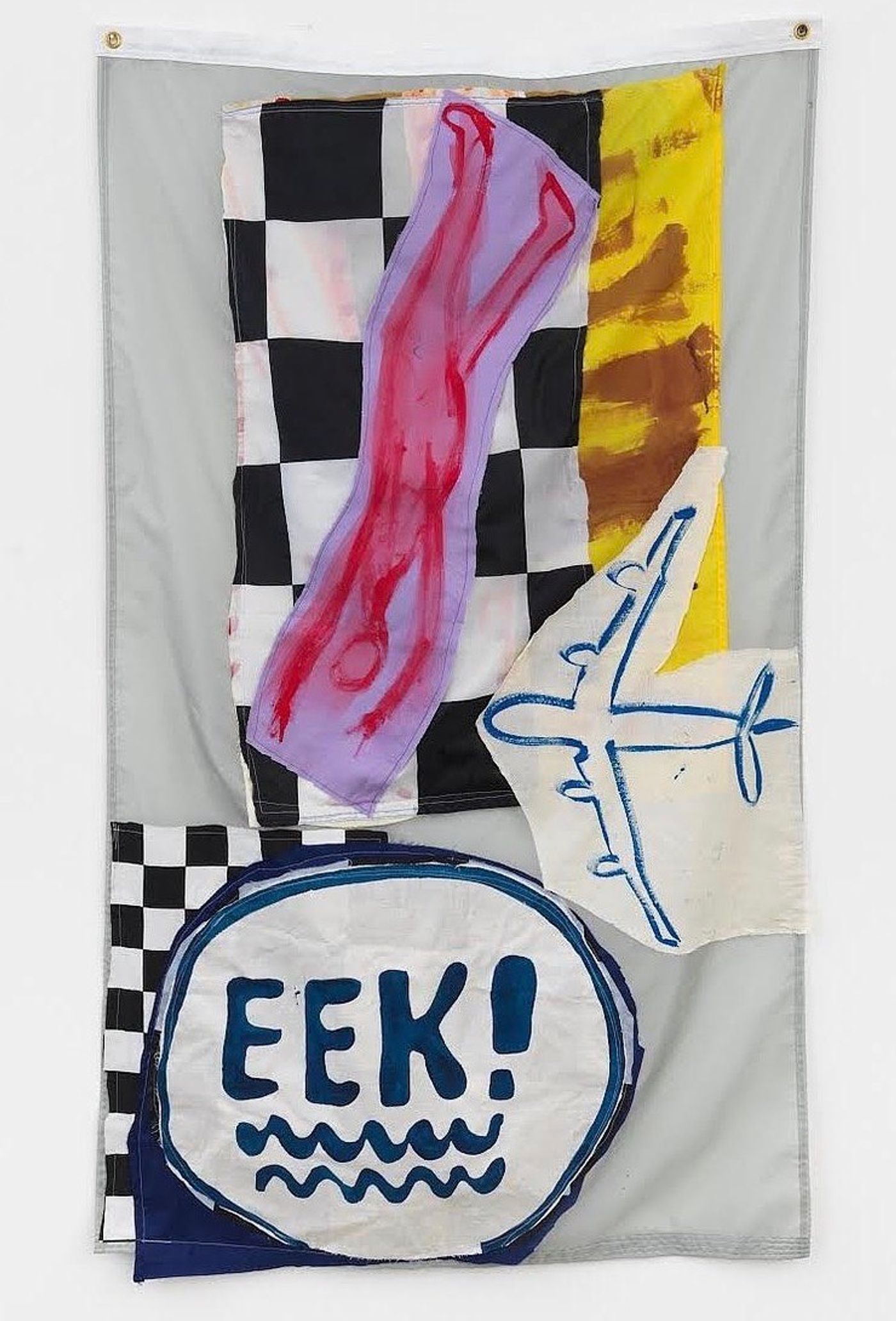 Image of Untitled (EEK!), 2020: Fabric and paint on flag