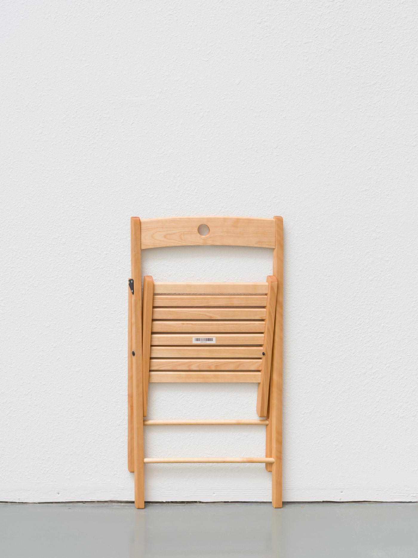 Image of Folding chair (flat) 2, 2024: Oiled wood, metal hardware, label