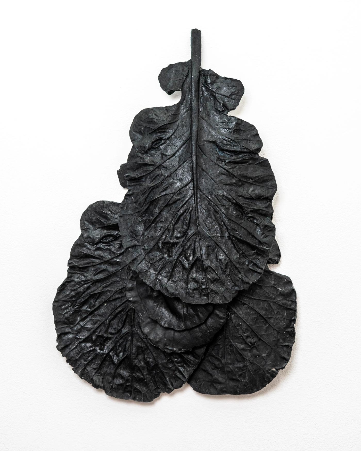 Image of Still Life with Three Large and Two Small Collard Leaves, 2026: Polyurethane and acrylic