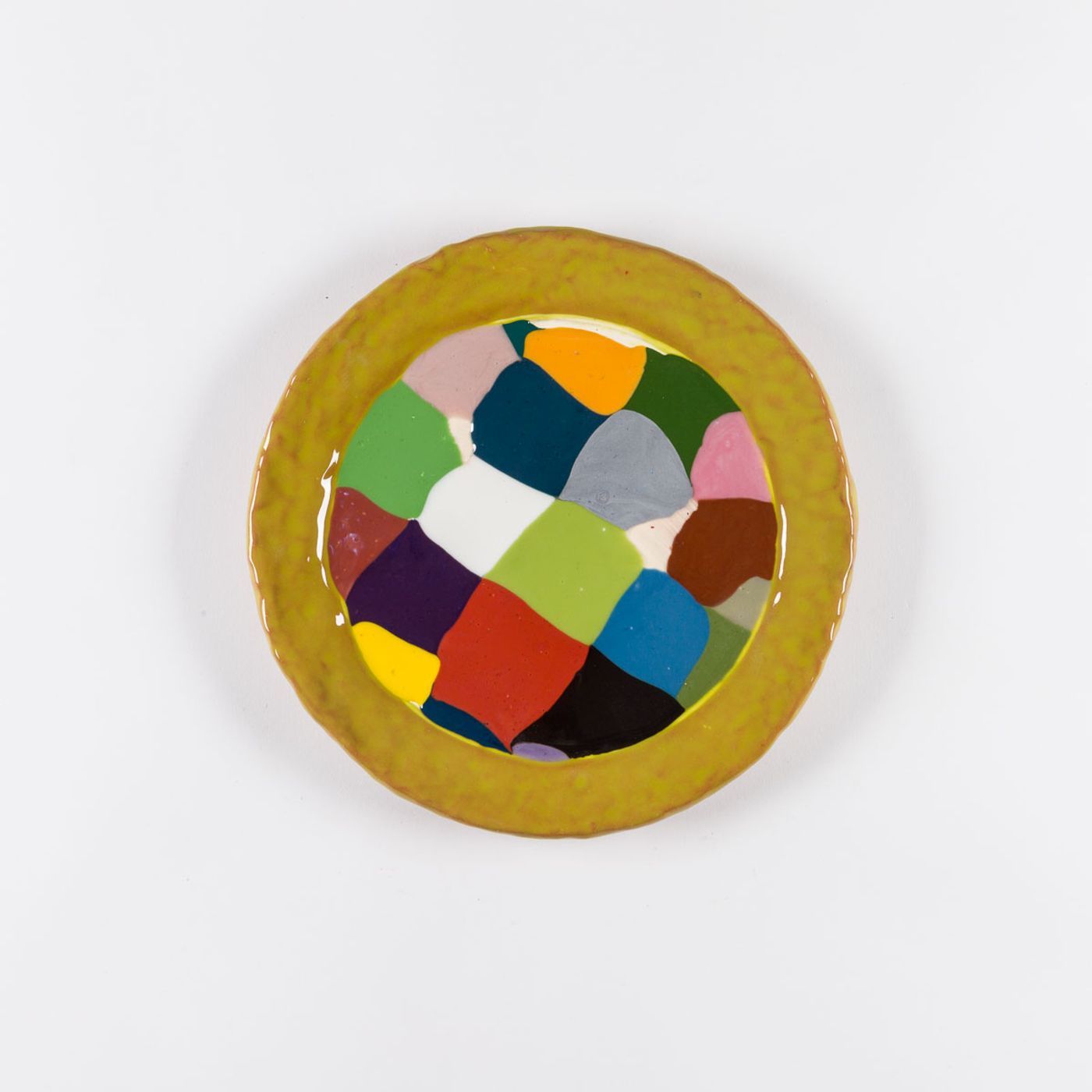 Image of Crazy Quilt Plate - Mustard, 2022: Glazed porcelain