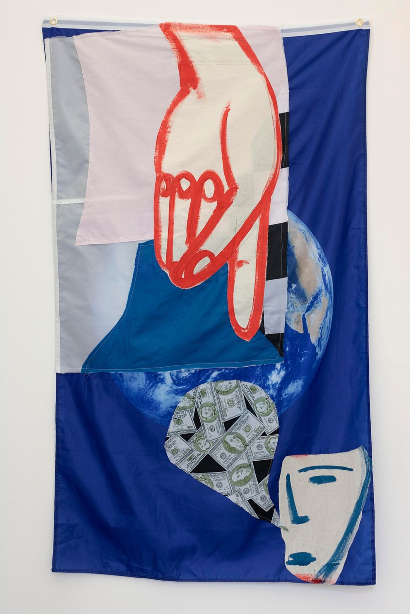 Image of Untitled (Down), 2022: Fabric and paint on flag