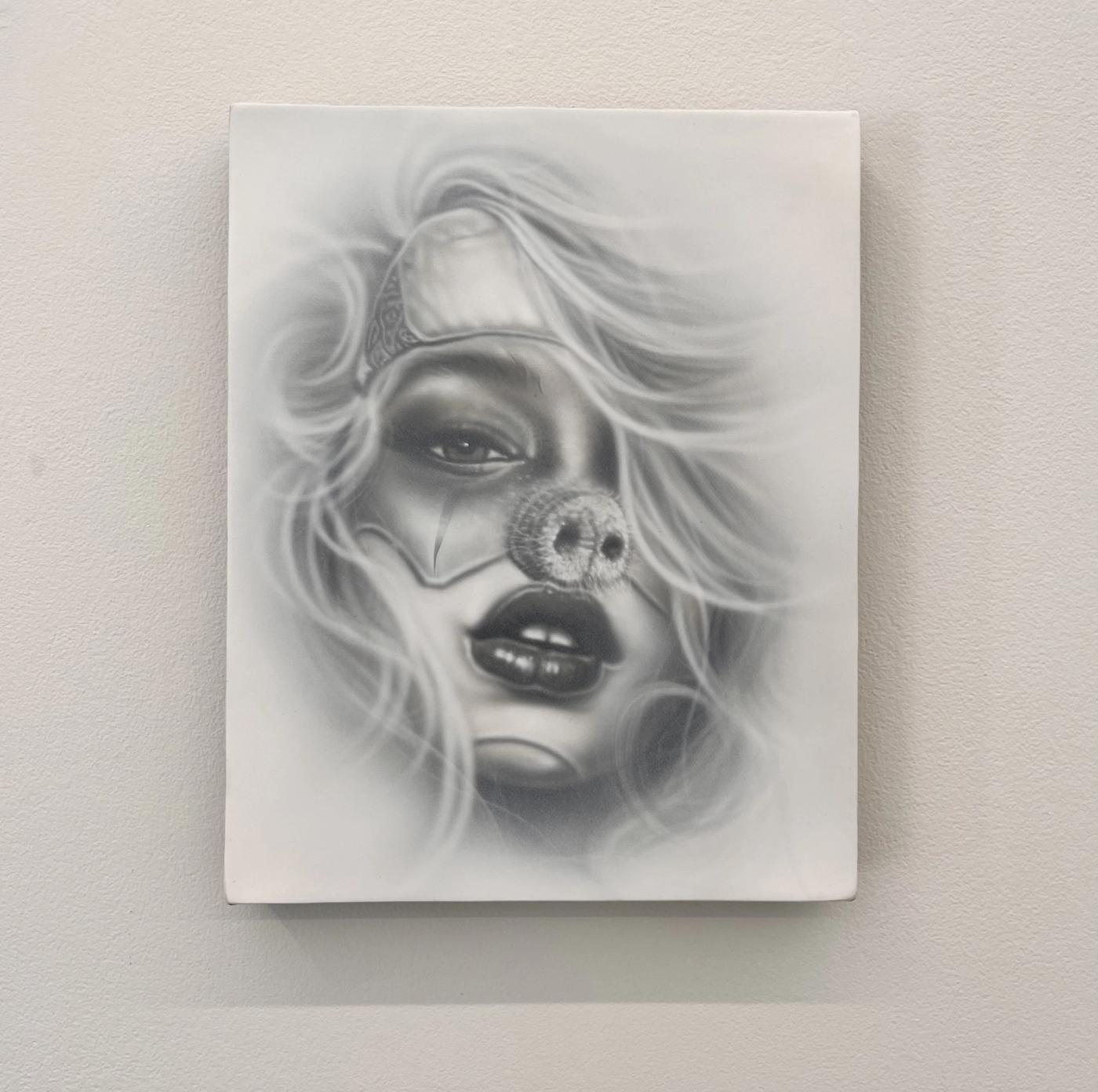 Mario Ayala, Miss Piggy, 2025. Acrylic on canvas. 10 x 8 in (25.4 x 20.3 cm)