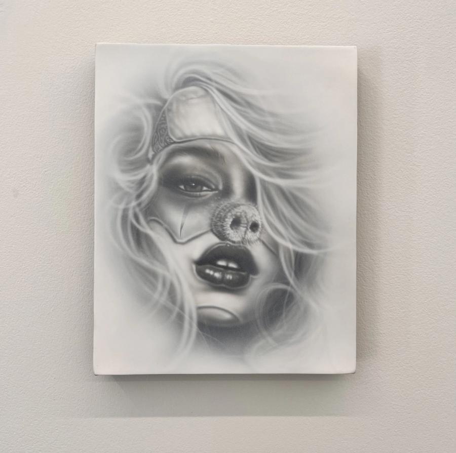 Mario Ayala, Miss Piggy, 2025. Acrylic on canvas. 10 x 8 in (25.4 x 20.3 cm)