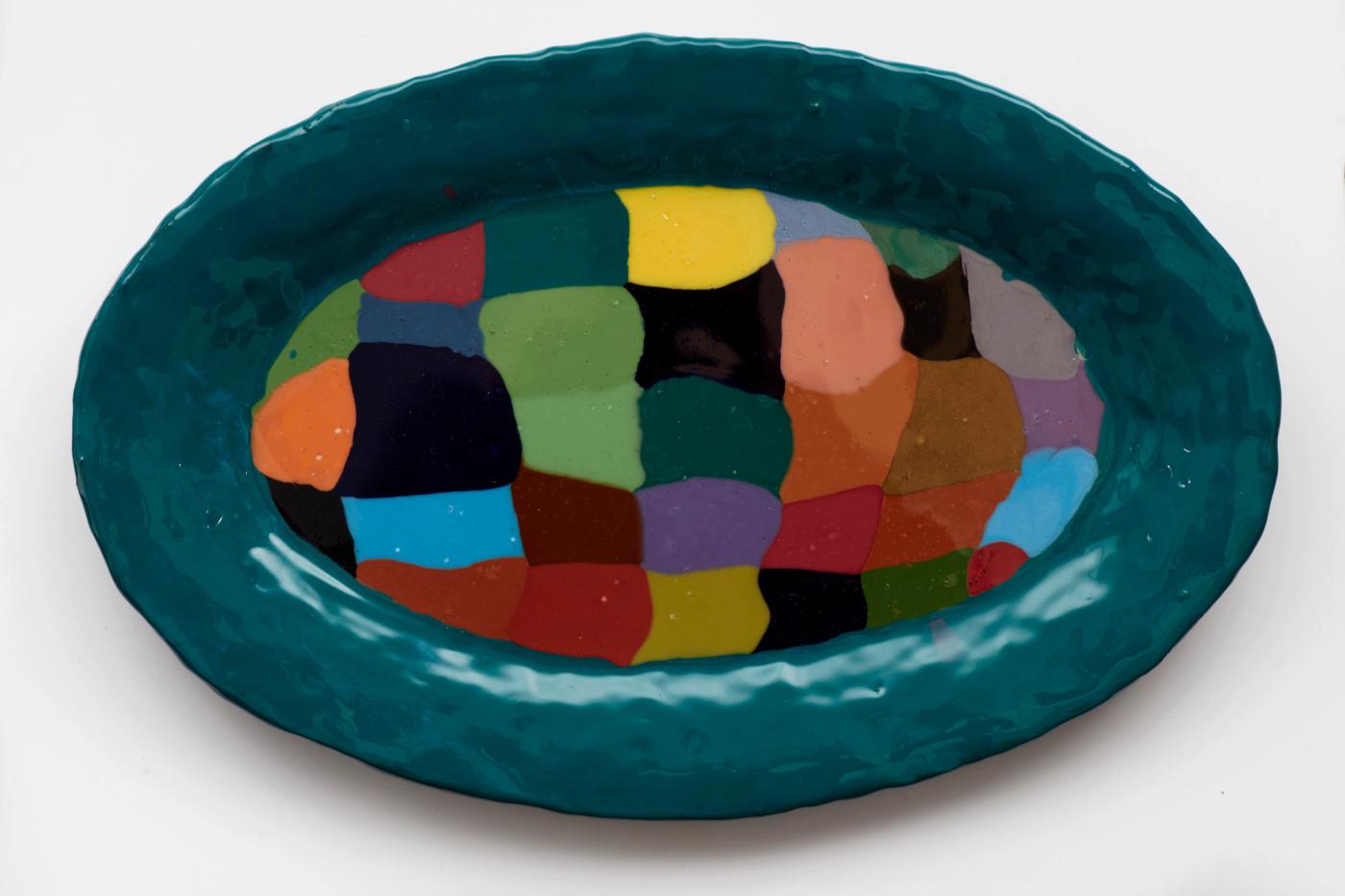 Image of Crazy Quilt Platter - Jade, 2022: Glazed porcelain
