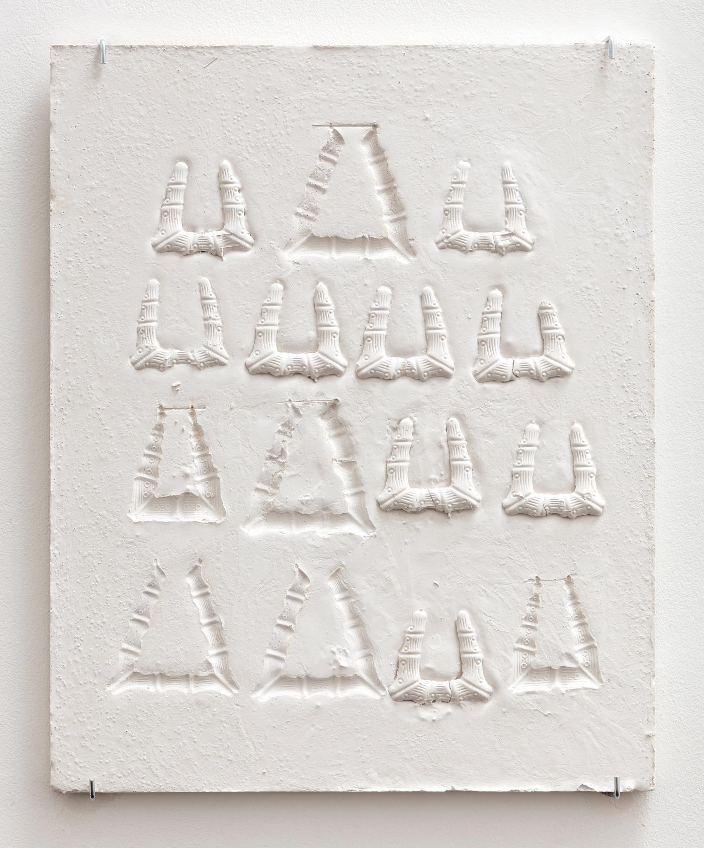 Image of Triangle Bamboo Earrings Relief and Sunken Relief Arrangement, 2018: Plaster