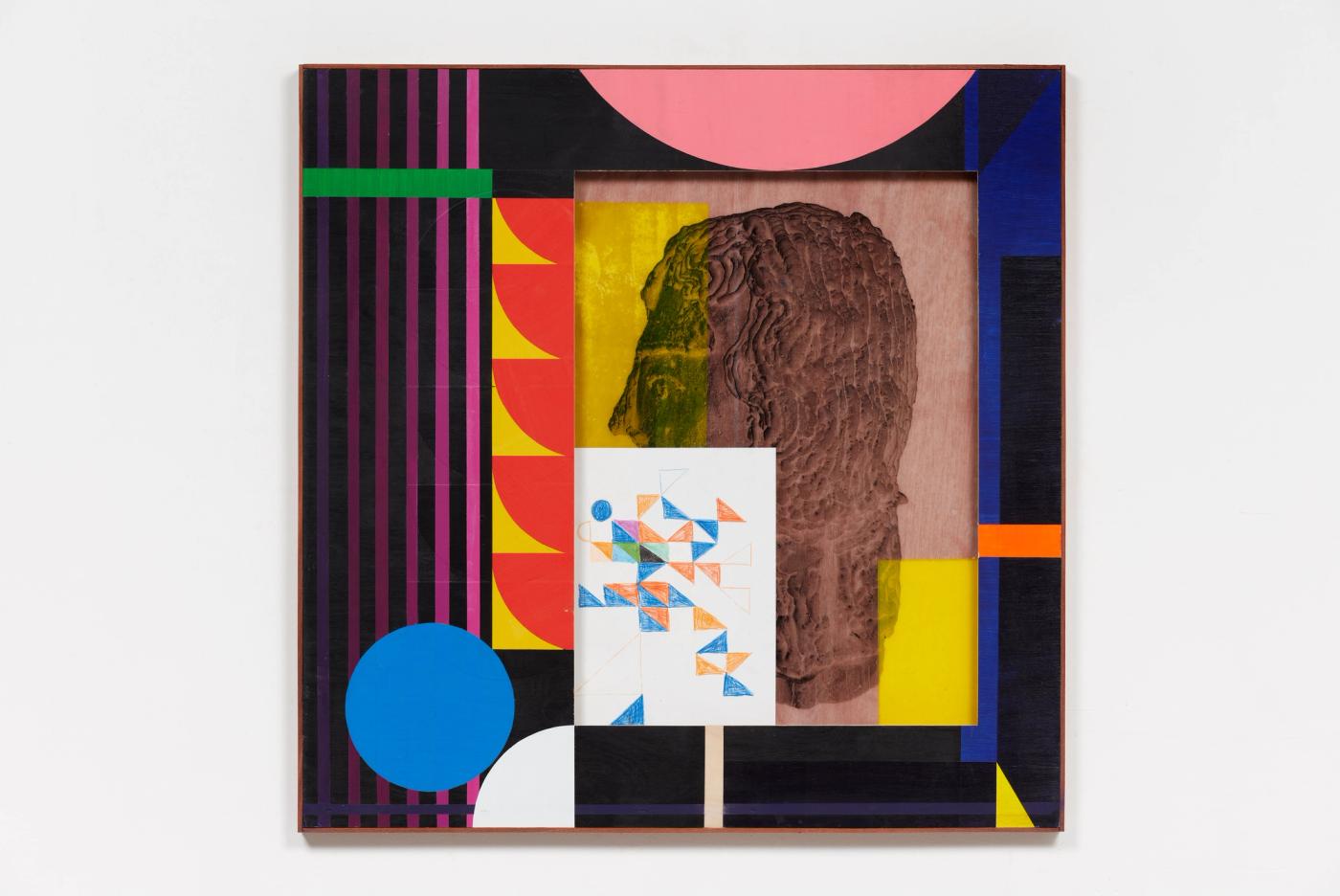 Image of Untitled (large profile), 2024: Acrylic and collage on panel