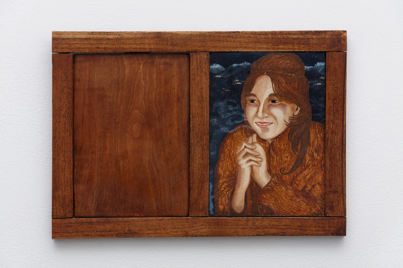 Image of Please let me in, 2026: Egg tempera on poplar panel
Frame: Acacia and pear wood