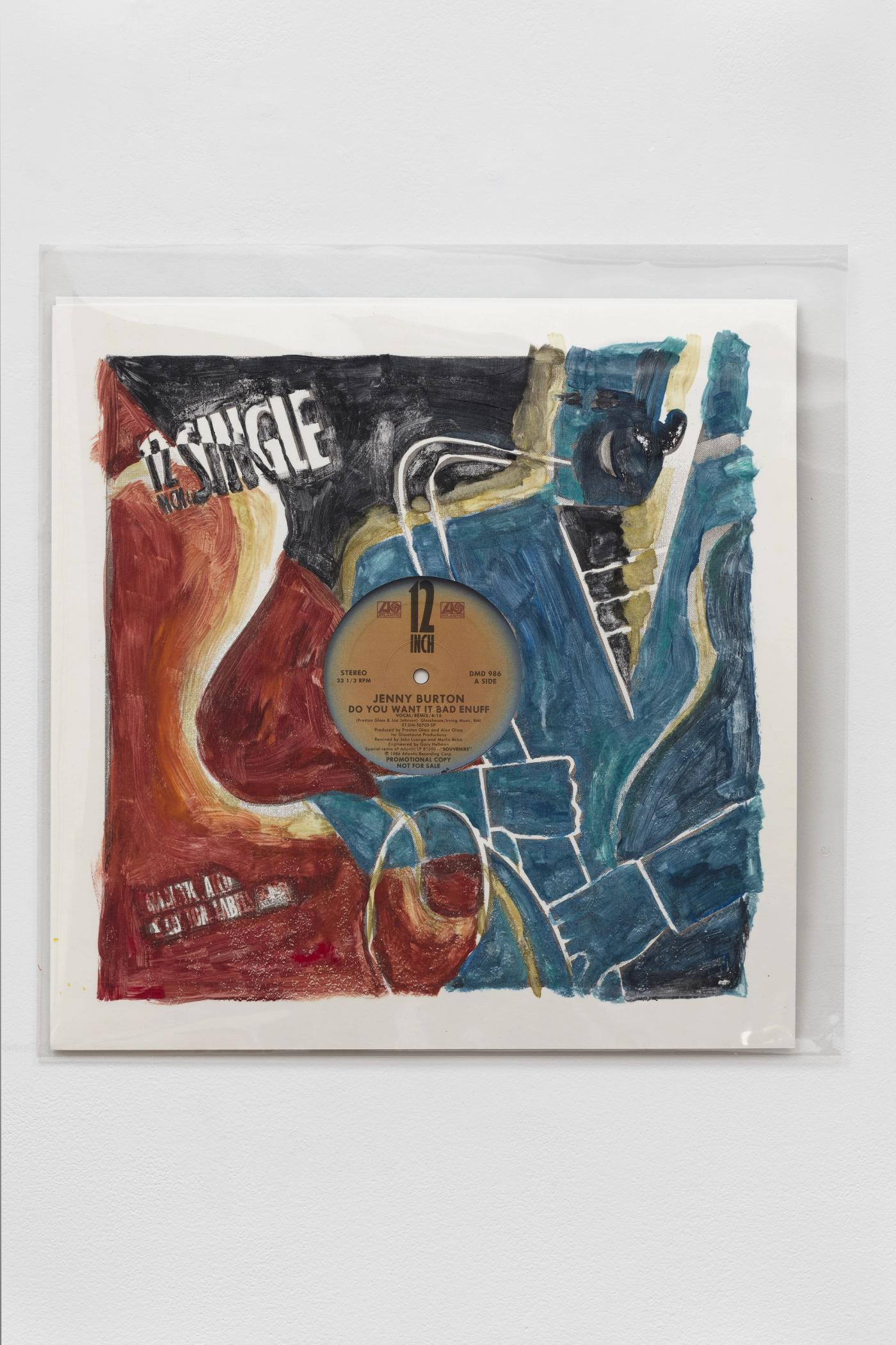 Image of Untitled, 2025: Gouache on monoprint, vinyl record