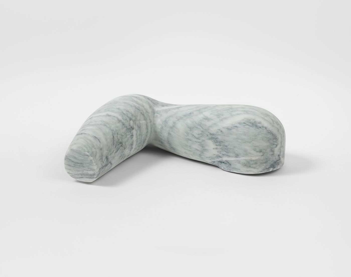 Chang Sujung, Arms only bent inward, 2022. Marble 11¾ x 10½ x 3¾ in (29.8 x 26.6 x 9.5 cm).