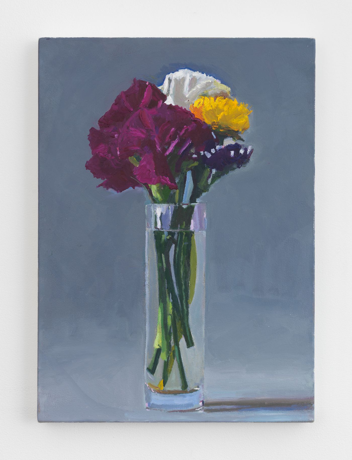 Image of Mixed flowers with purple carnations, 2023: Oil on canvas