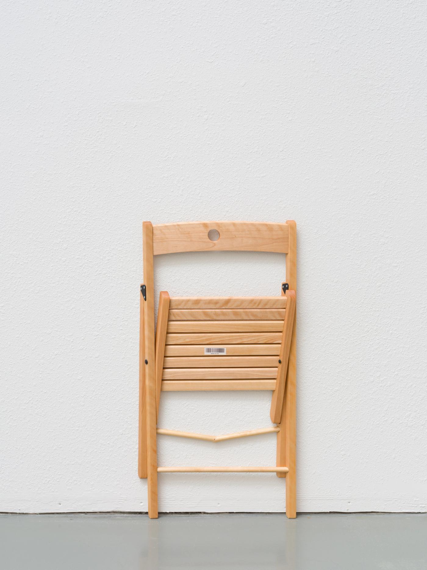 Image of Folding chair (flat) 3, 2024: Oiled wood, metal hardware, label