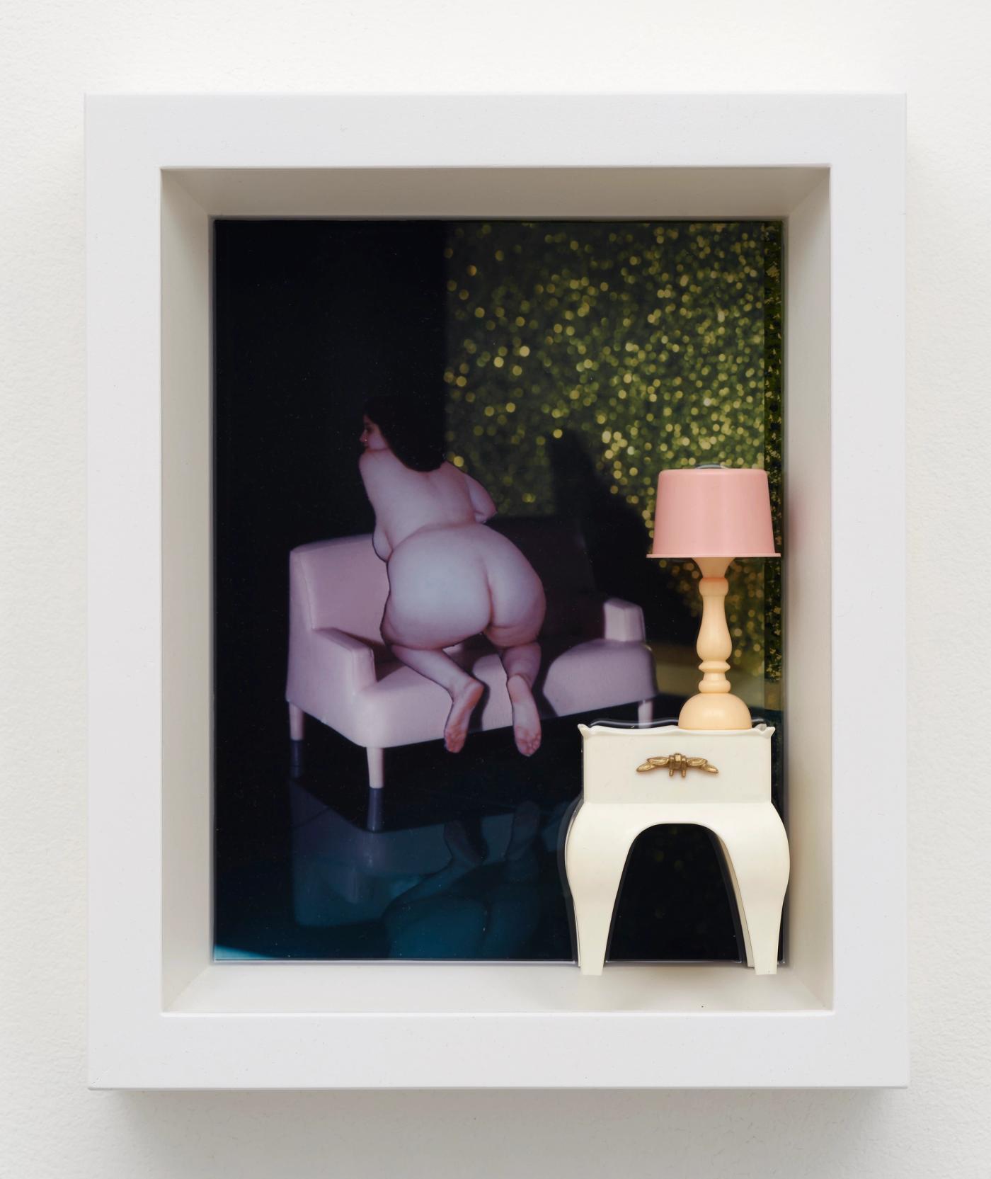 Image of Color Pictures/Deep Photos (Pink Chair/Pink Lamp), 2024: Flex print, plastic, acrylic paint, resin, wood