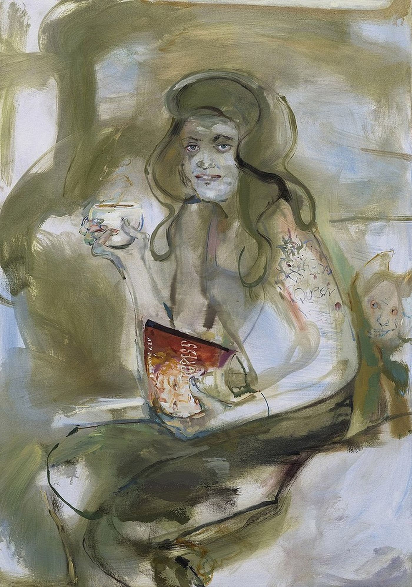 Angela Dufresne, Queen Research-Caterina Sforza and Coffee, 2018. Oil on canvas, 40 x 28 in (101.5 x 71 cm).