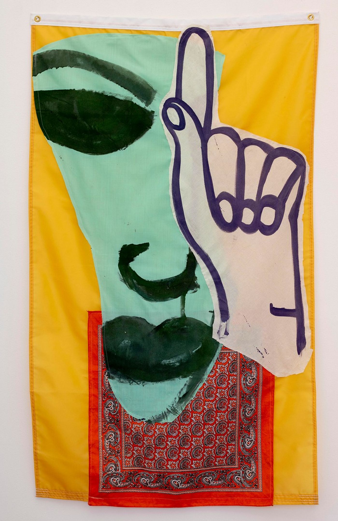 Image of Untitled (Up), 2022: Fabric and paint on flag