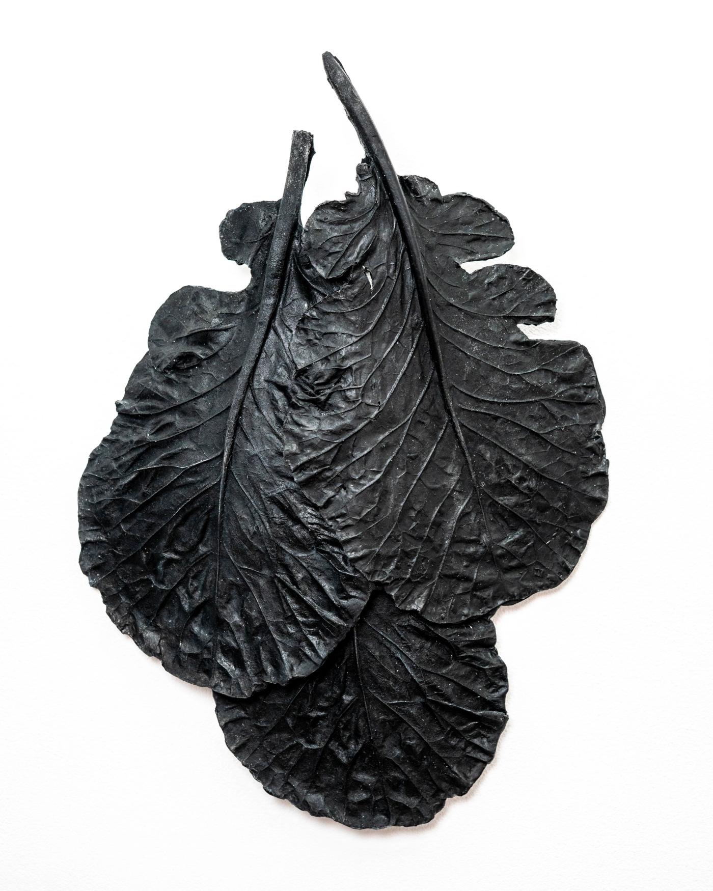 Image of Still Life with Collard Leave Triplet, 2026: Polyurethane and acrylic
