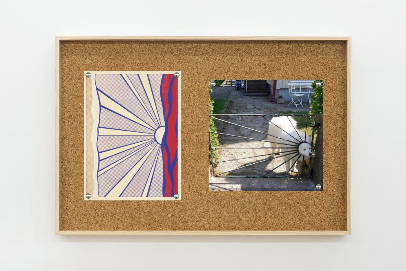 Image of Lichtenstein/gate, 2025: Collage on corkboard