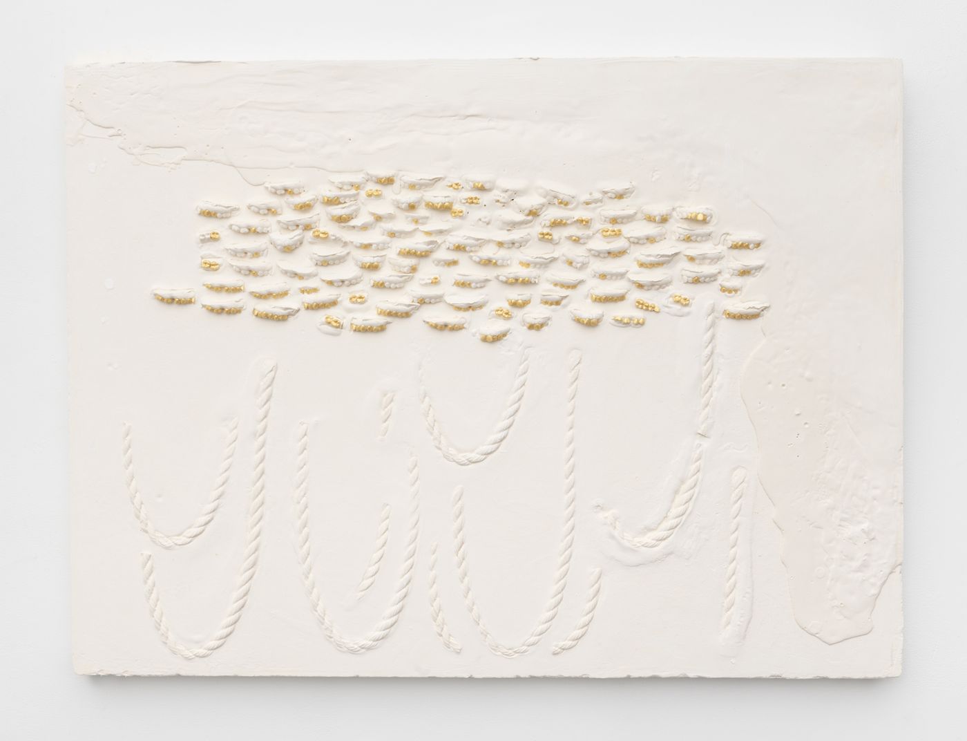 Image of Horizontal Composition with Gold Teeth and Ropes #1, 2019: Plaster and acrylic