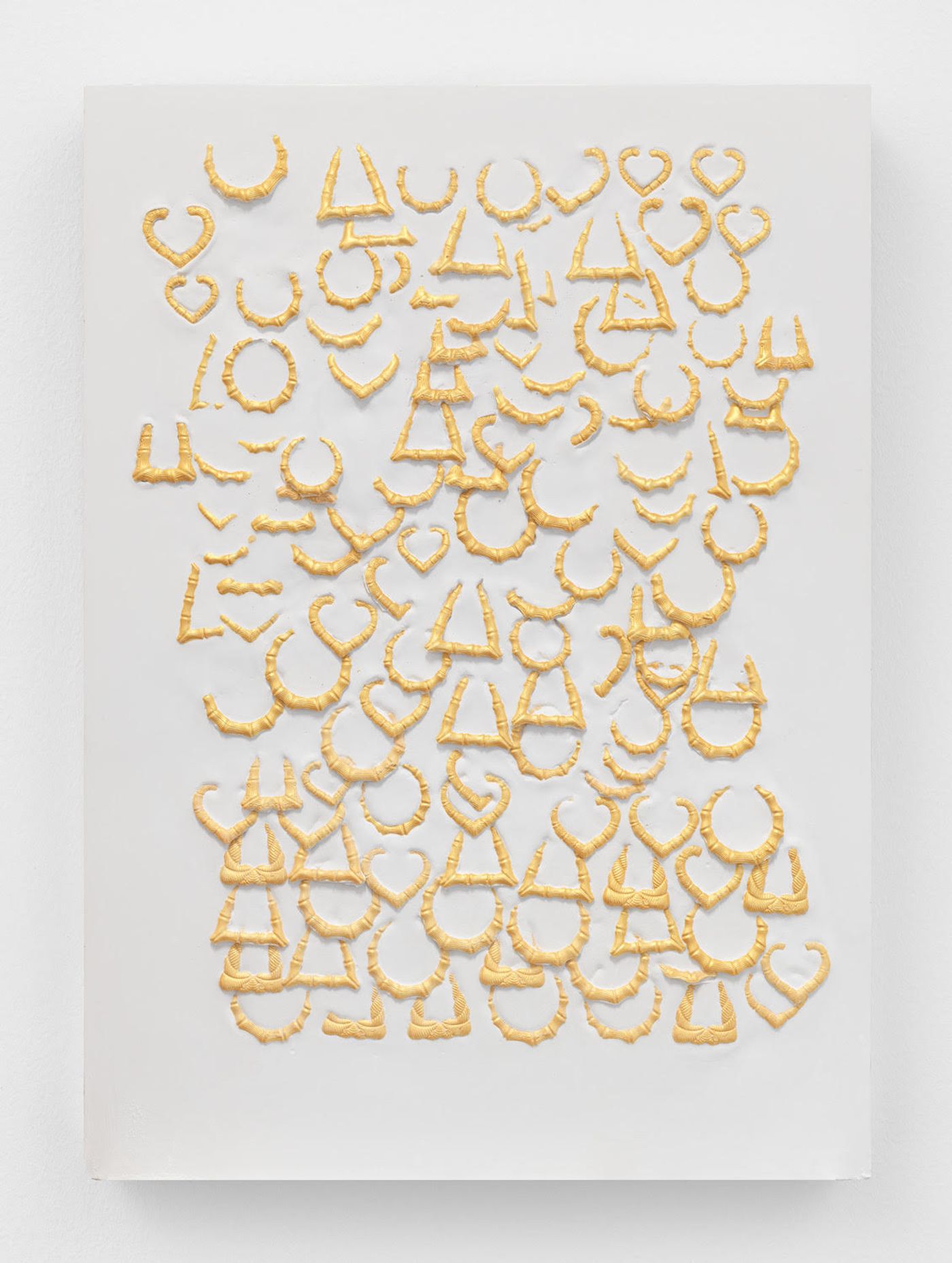 Image of Coverall Composition with Doorknocker Earrings, All Gold, Large, 2023: Plaster and acrylic