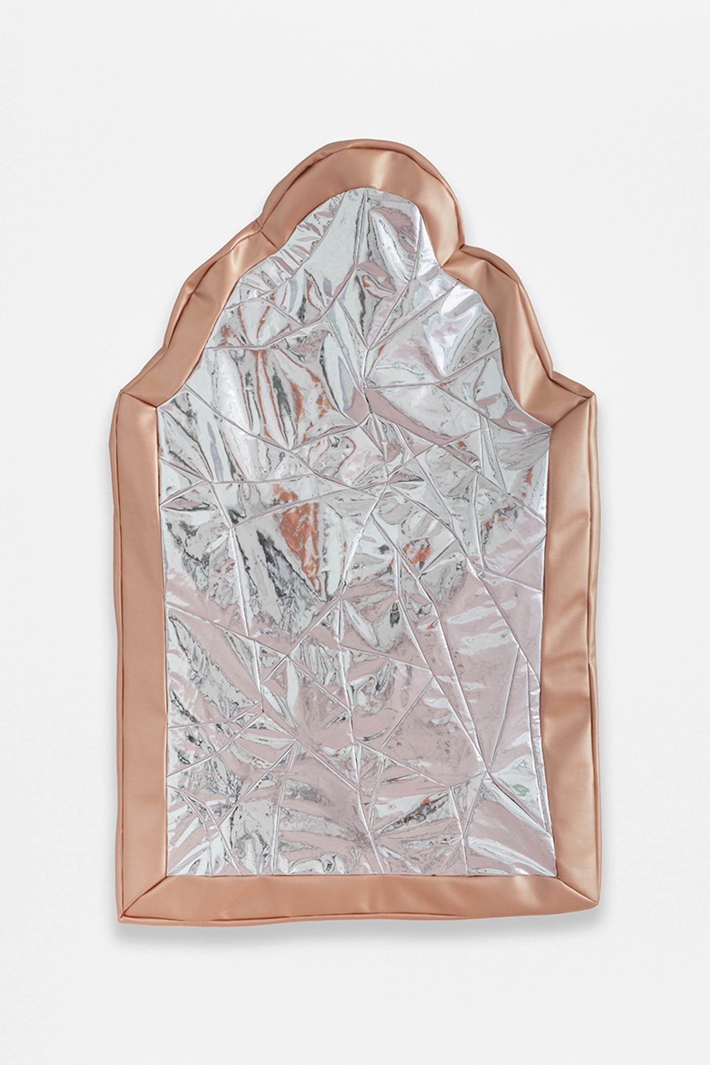 Image of Soft Cracked Rose Gold Mirror, 2023: Vinyl and upholstery foam