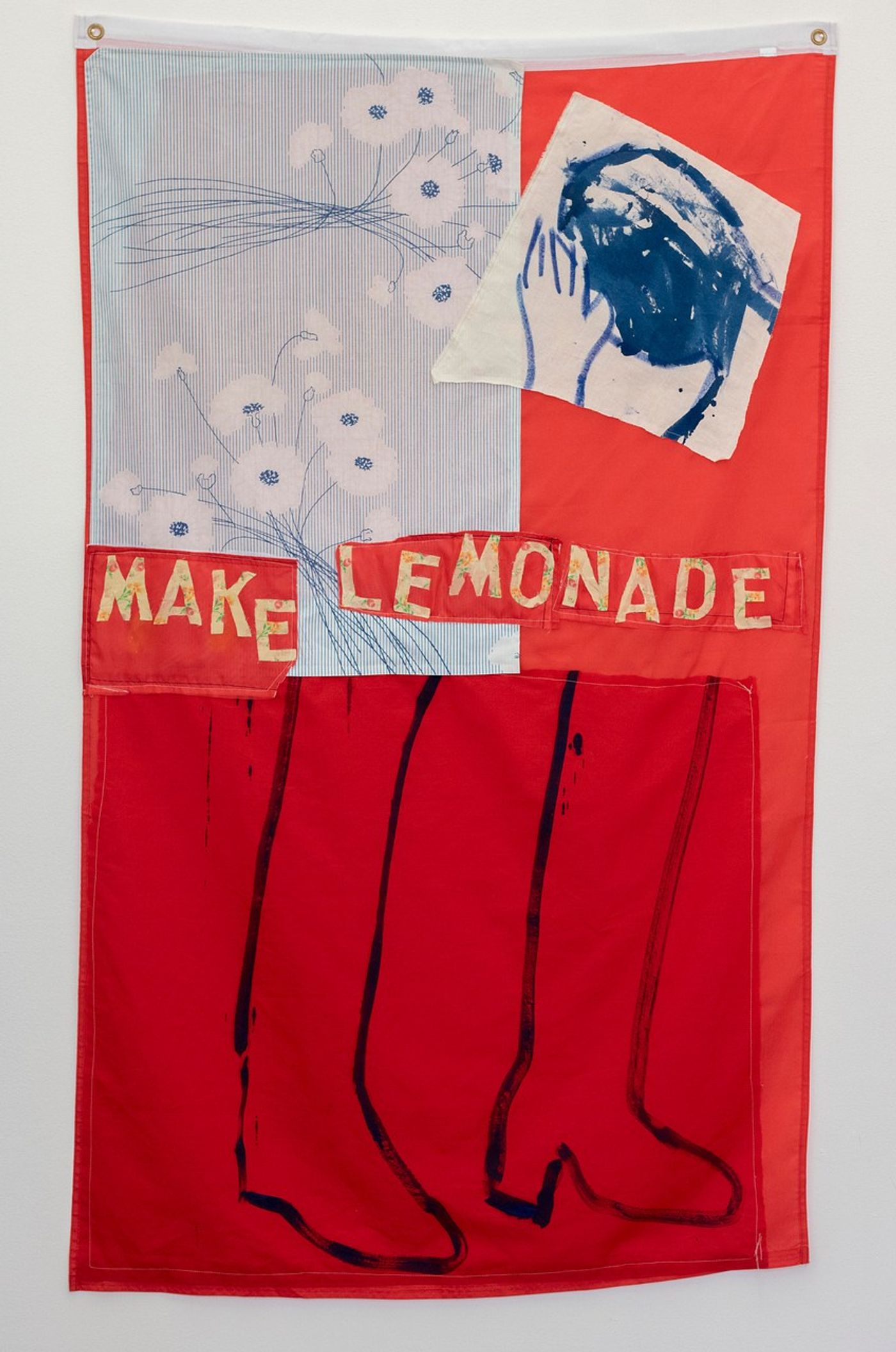 Image of Untitled (Lemonade), 2022: Fabric and paint on flag