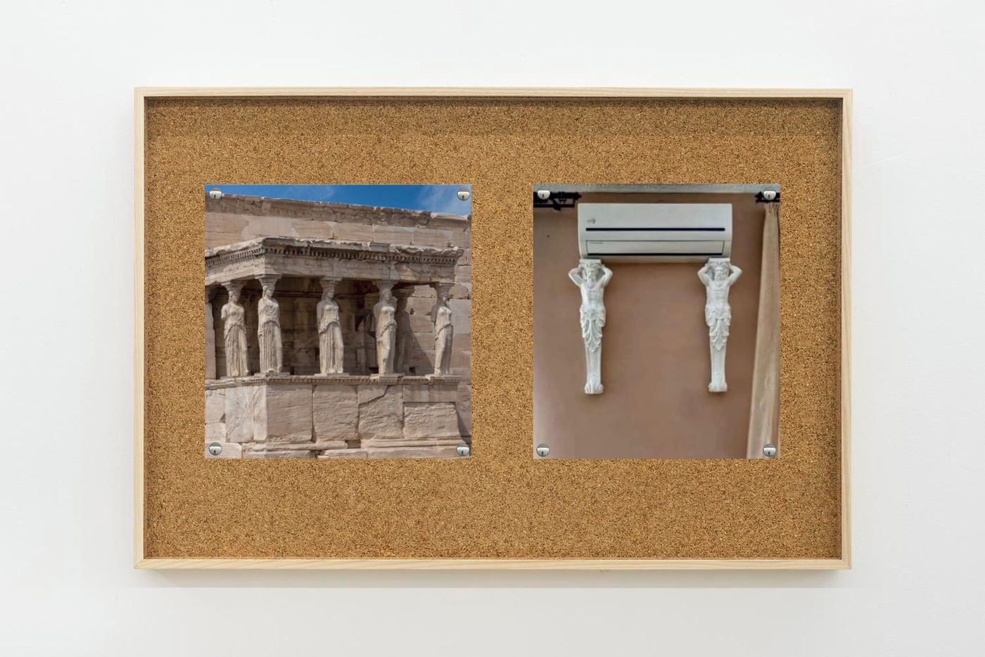 Image of Greeks/AC, 2025: Collage on corkboard