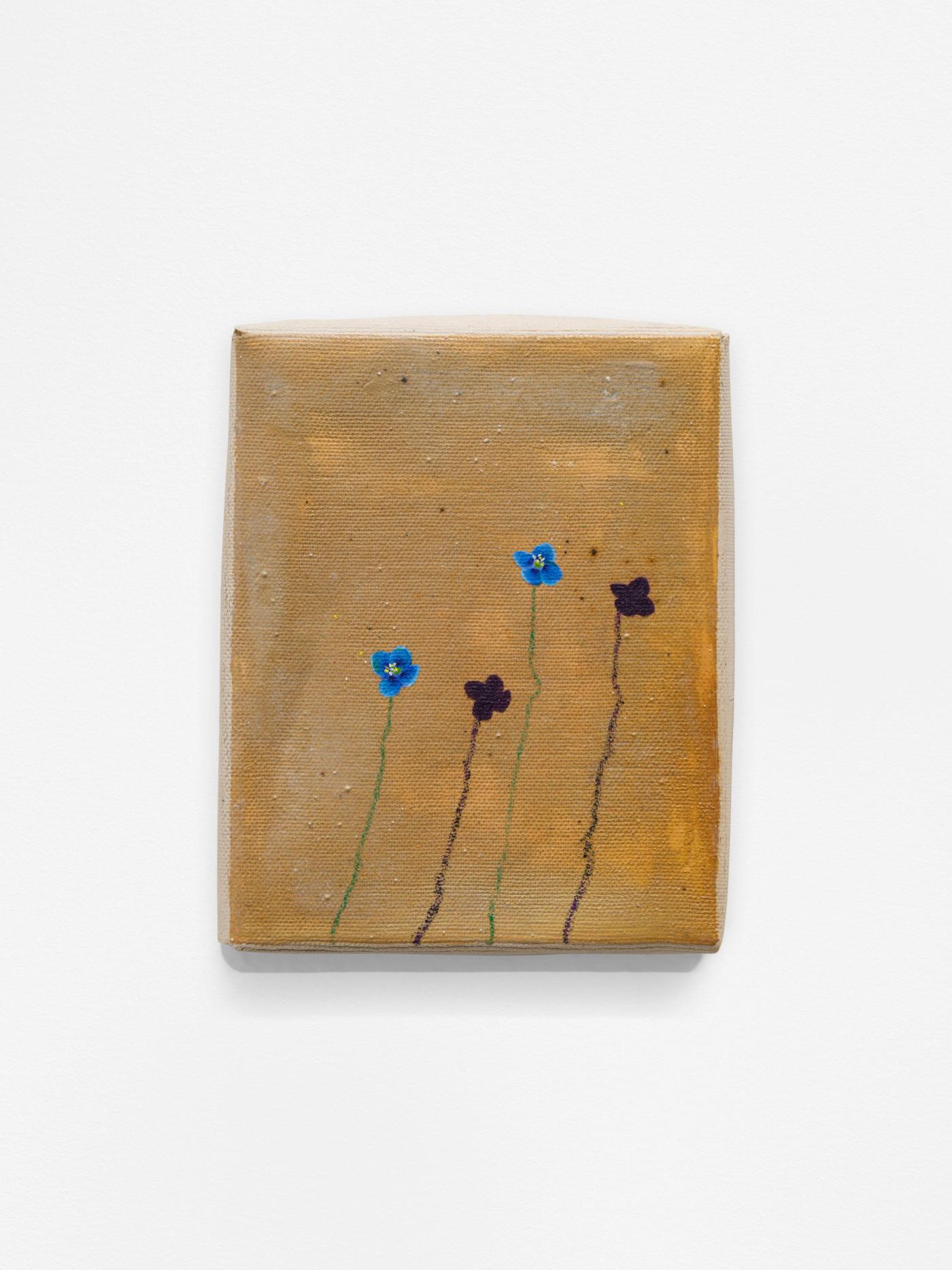 Image of 2 Corn Speedwell (with shadow), 2026: Oil and pastel on ceramic
